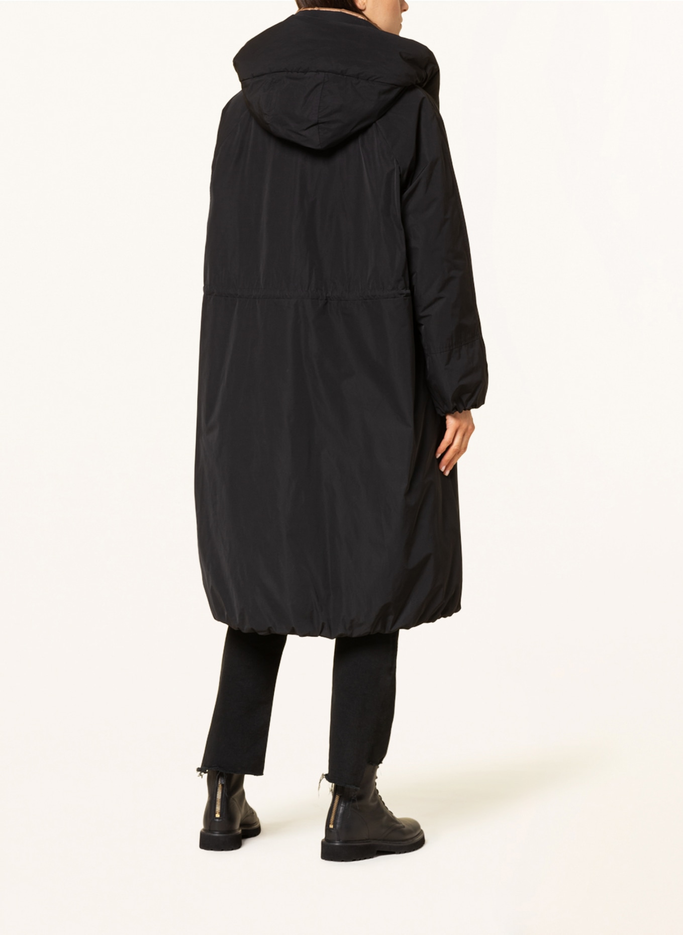 DUNO Oversized-Mantel mit abnehmbarer Kapuze, Farbe: SCHWARZ/ COGNAC (Bild 5)