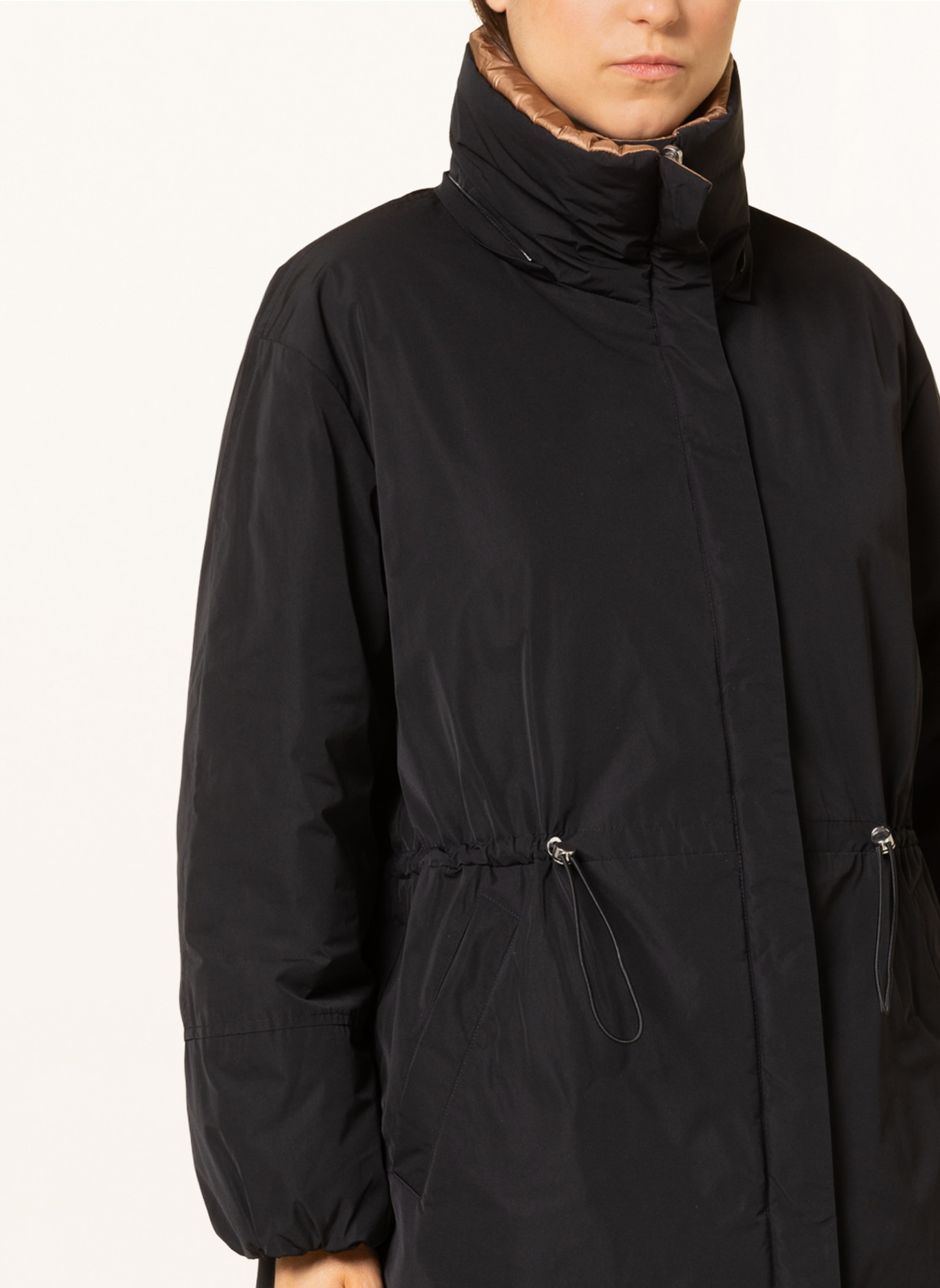 DUNO Oversized coat with detachable hood, Color: BLACK/ COGNAC (Image 7)