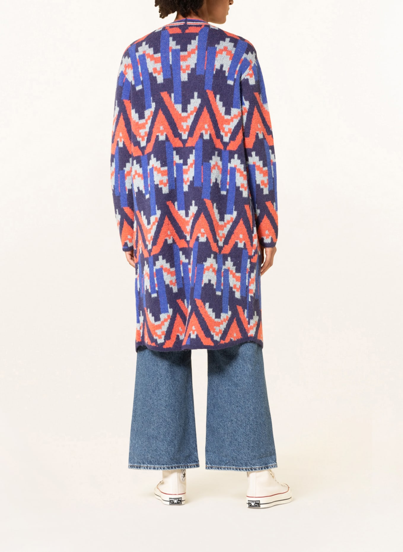 Delicatelove Knit cardigan ELLE with alpaca , Color: BLUE/ ORANGE/ GRAY (Image 3)