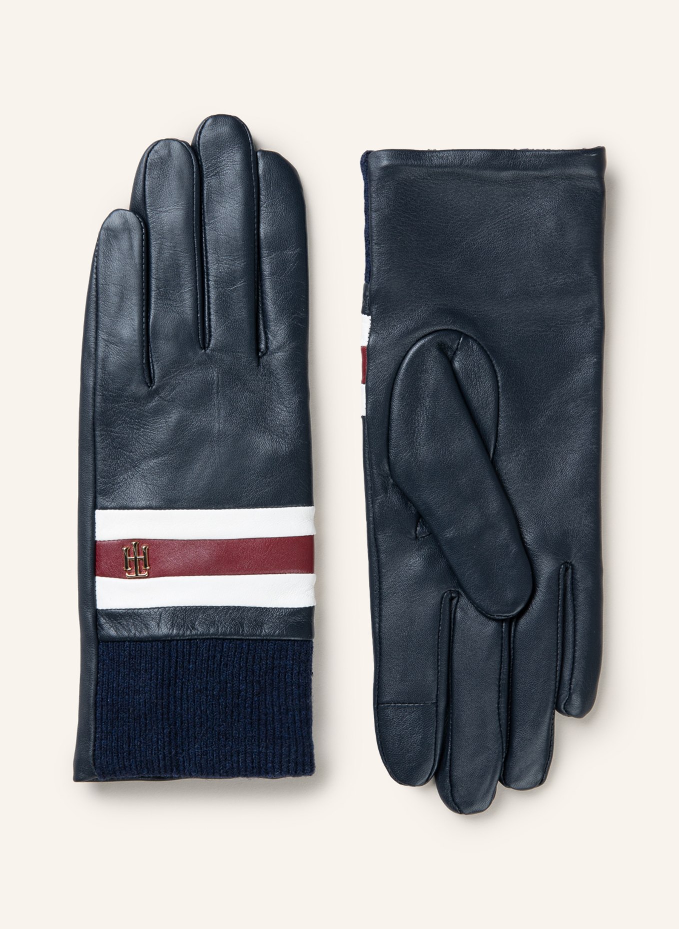TOMMY HILFIGER Leather gloves with touch screen function, Color: DARK BLUE (Image 1)