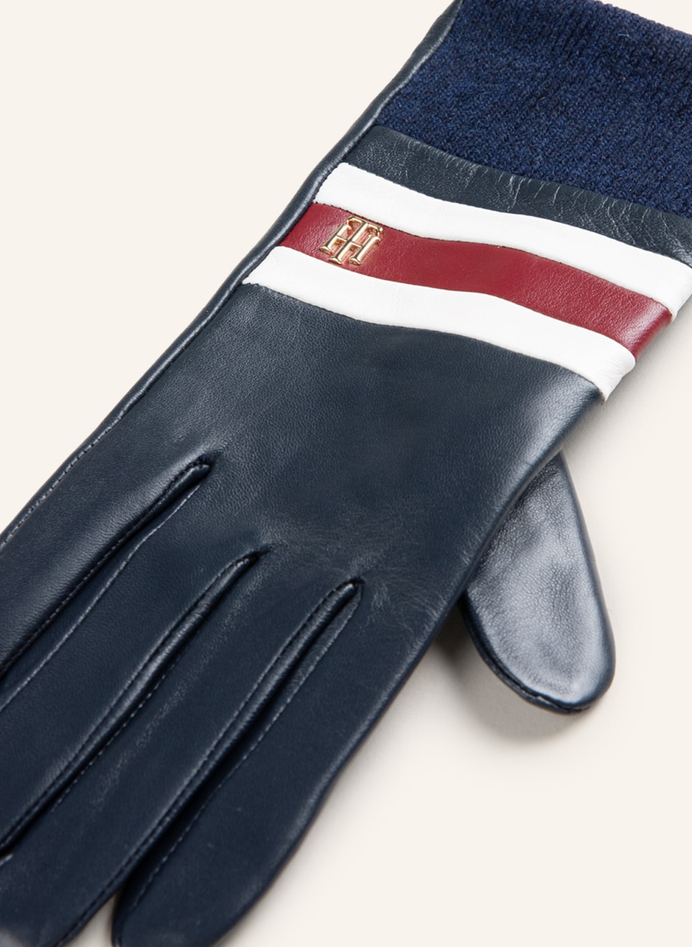TOMMY HILFIGER Leather gloves with touch screen function, Color: DARK BLUE (Image 2)