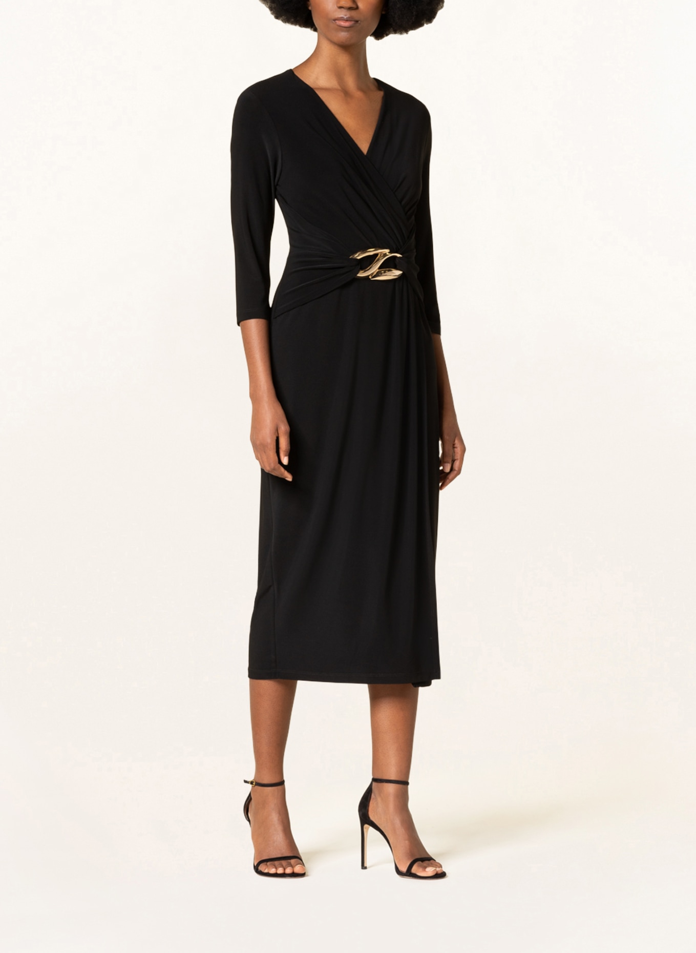 Joseph Ribkoff Sheath dress in wrap look, Color: BLACK (Image 2)