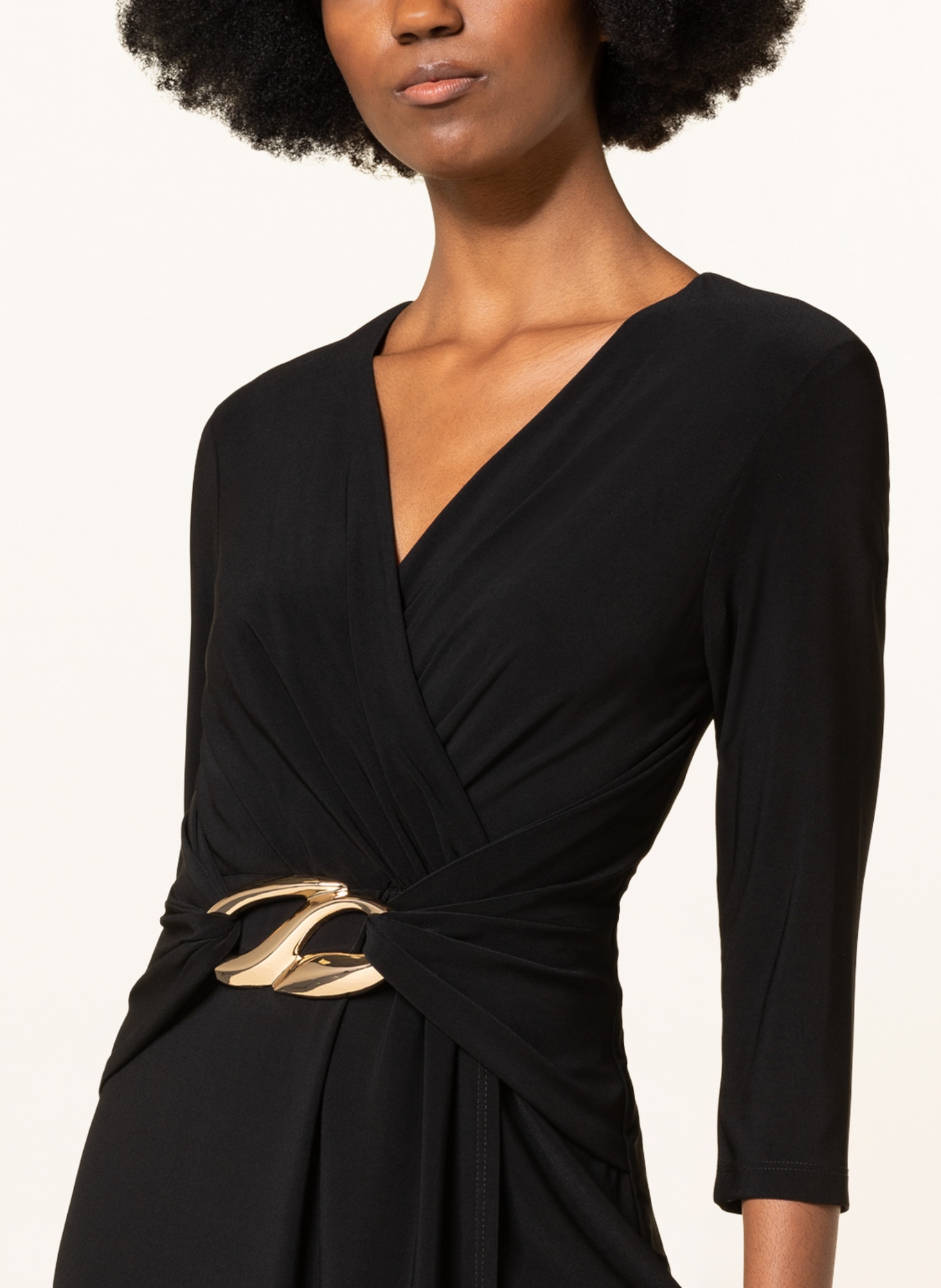 Joseph Ribkoff Sheath dress in wrap look, Color: BLACK (Image 4)