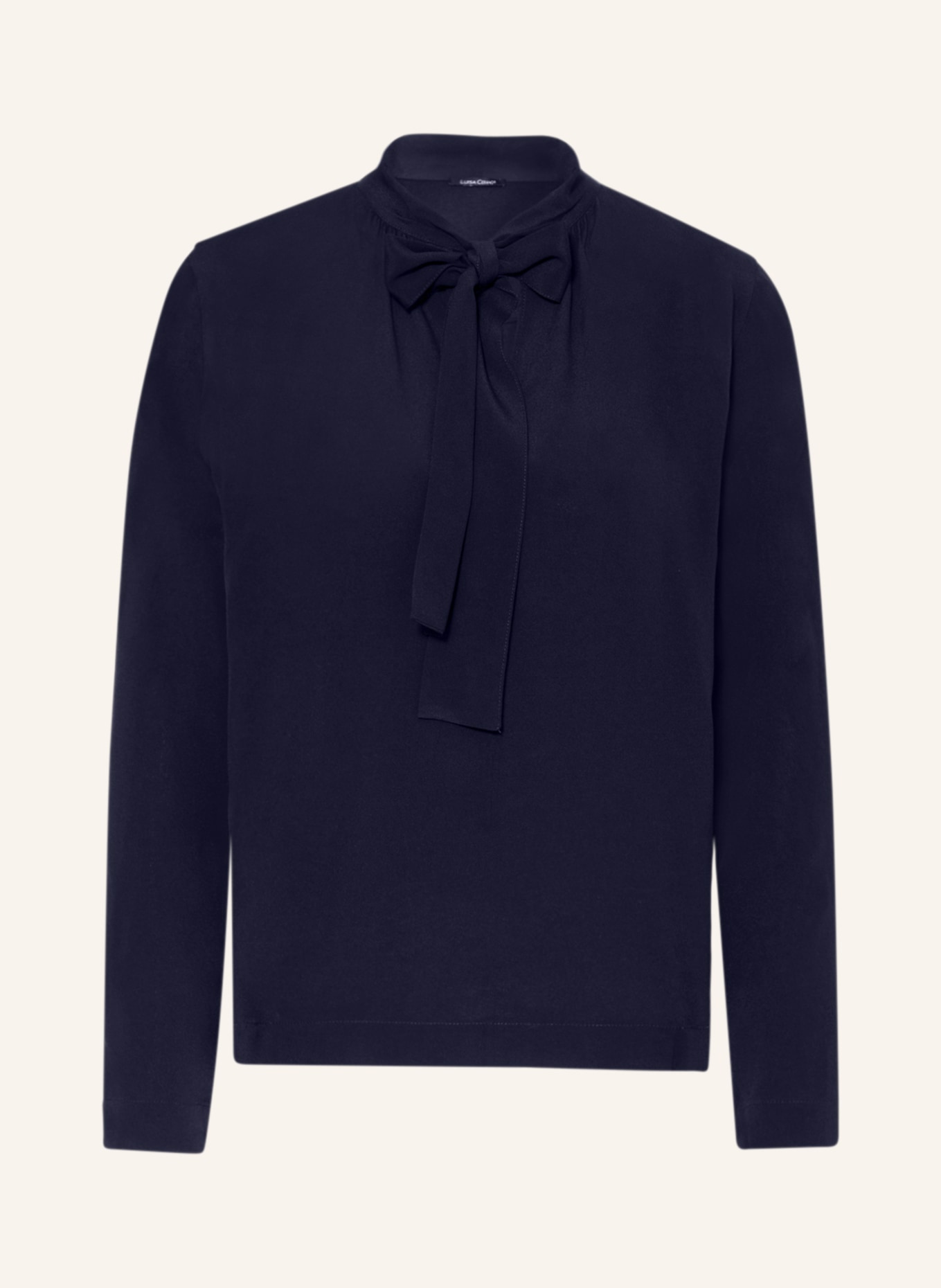 LUISA CERANO Shirt blouse with bow and silk, Color: DARK BLUE (Image 1)
