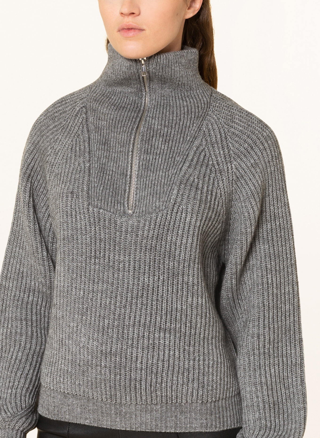 DRYKORN Knit half-zip sweater NAELIA in gray
