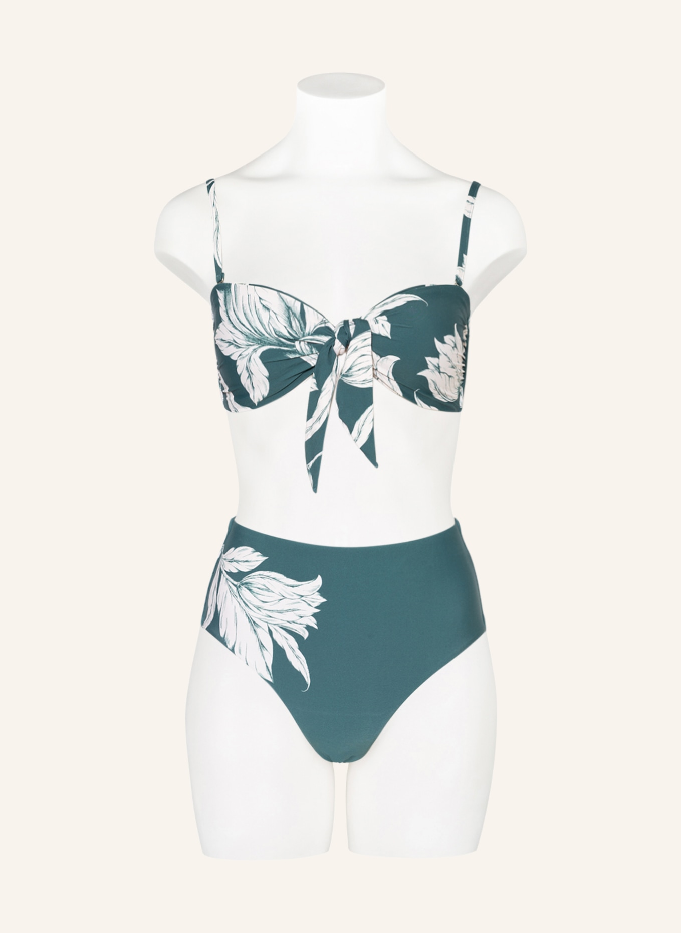 SEAFOLLY Bandeau bikini top FLEUR DE BLOOM, Color: DARK GREEN/ WHITE (Image 2)