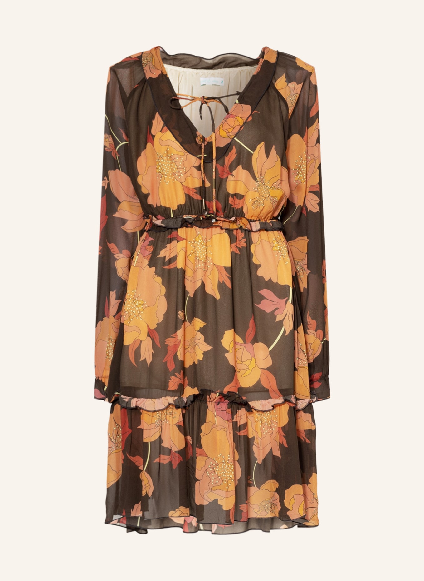 mint & mia Kleid CHRISTINE mit Rüschen, Farbe: BRAUN/ ORANGE (Bild 1)