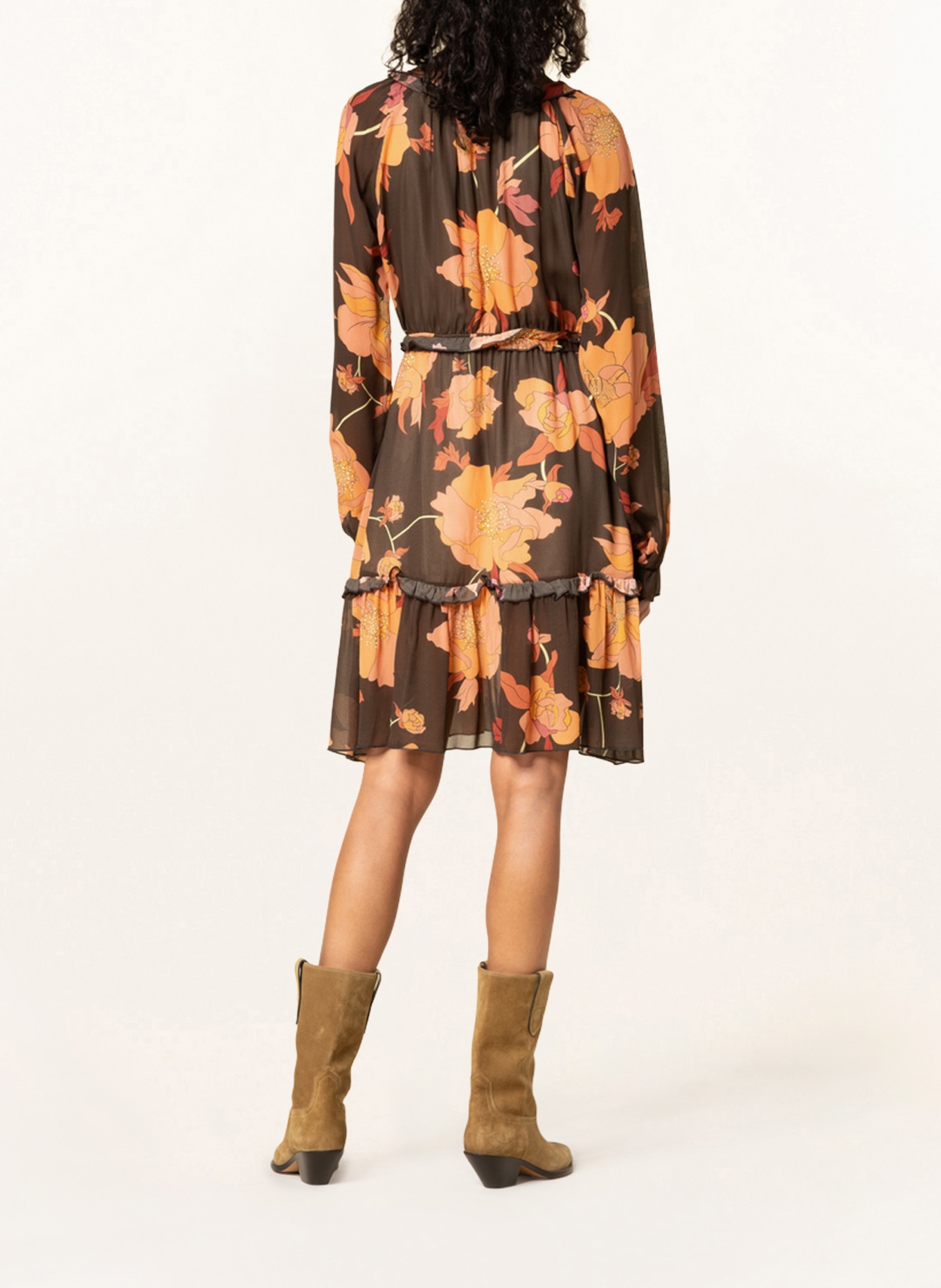 mint & mia Dress CHRISTINE with ruffles, Color: BROWN/ ORANGE (Image 3)