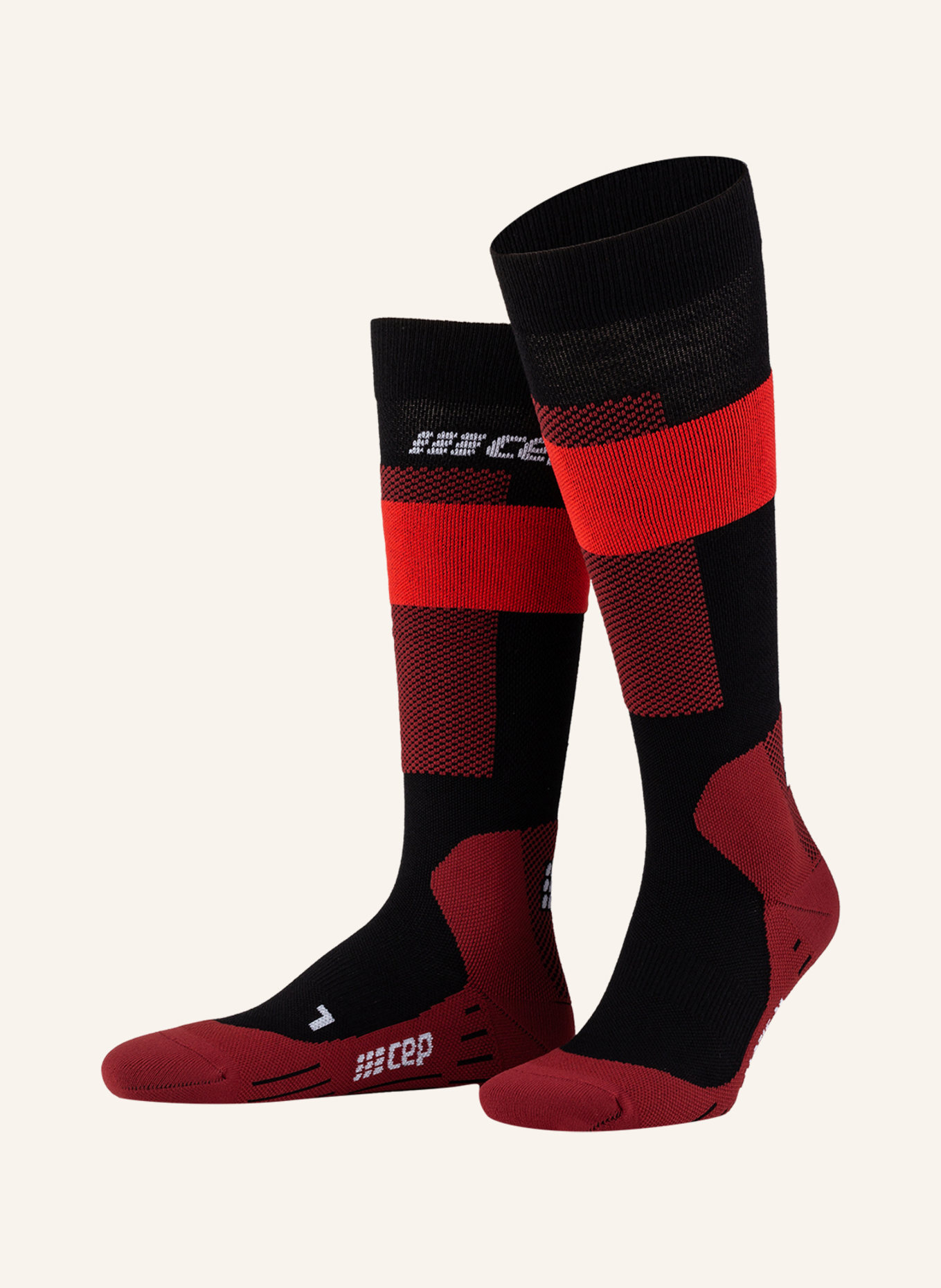 cep Ski socks MERINO COMPRESSION with merino wool, Color: 341 RED (Image 1)