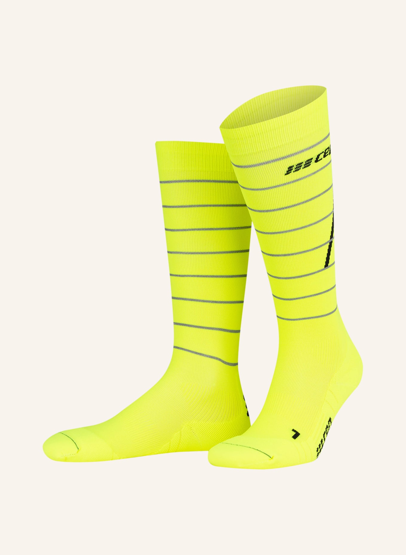 cep Running socks REFLECTIVE COMPRESSION, Color: NEON YELLOW (Image 1)