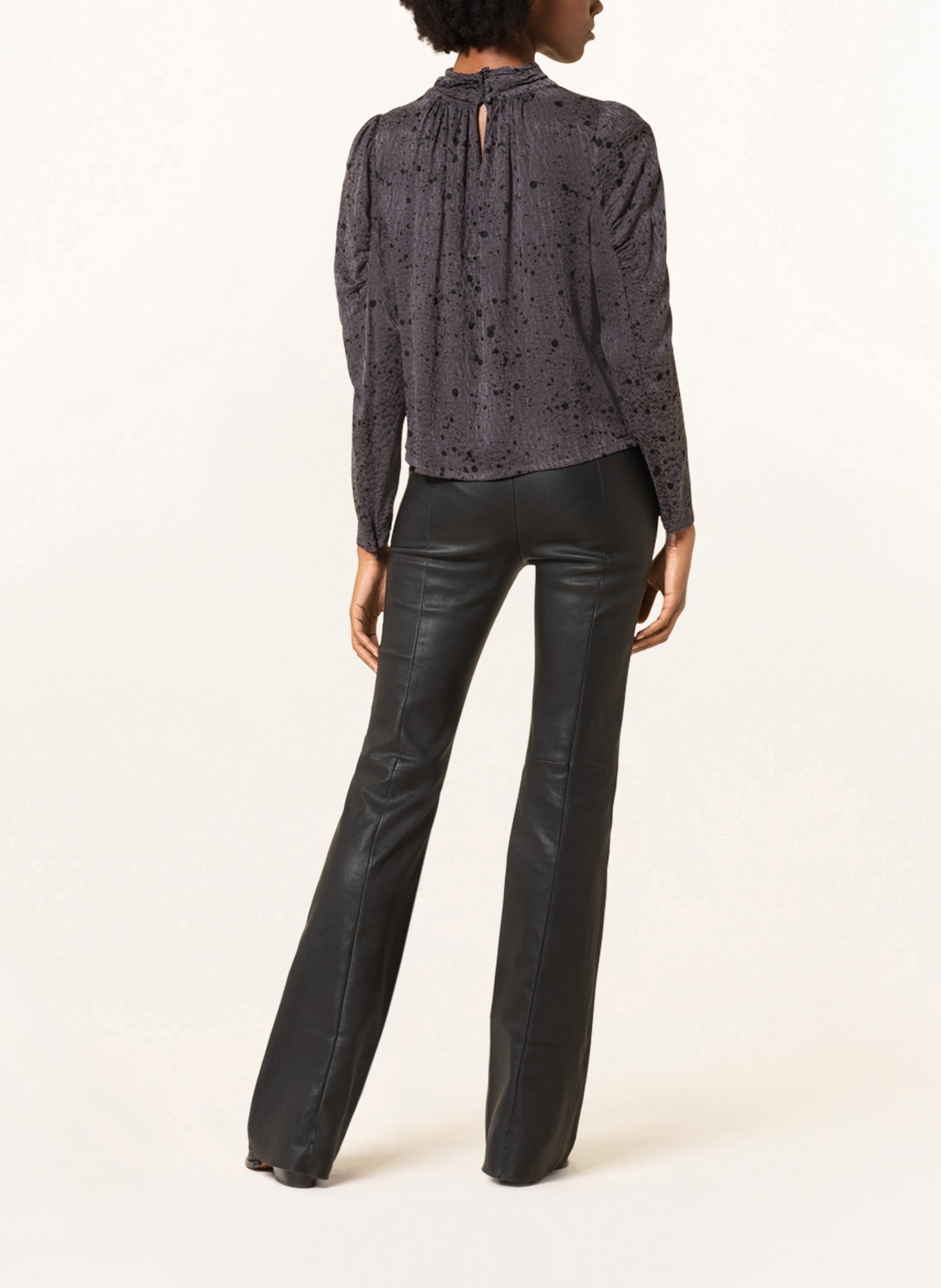 LOVJOI Shirt blouse MALALI in jacquard, Color: GRAY/ DARK GRAY (Image 3)