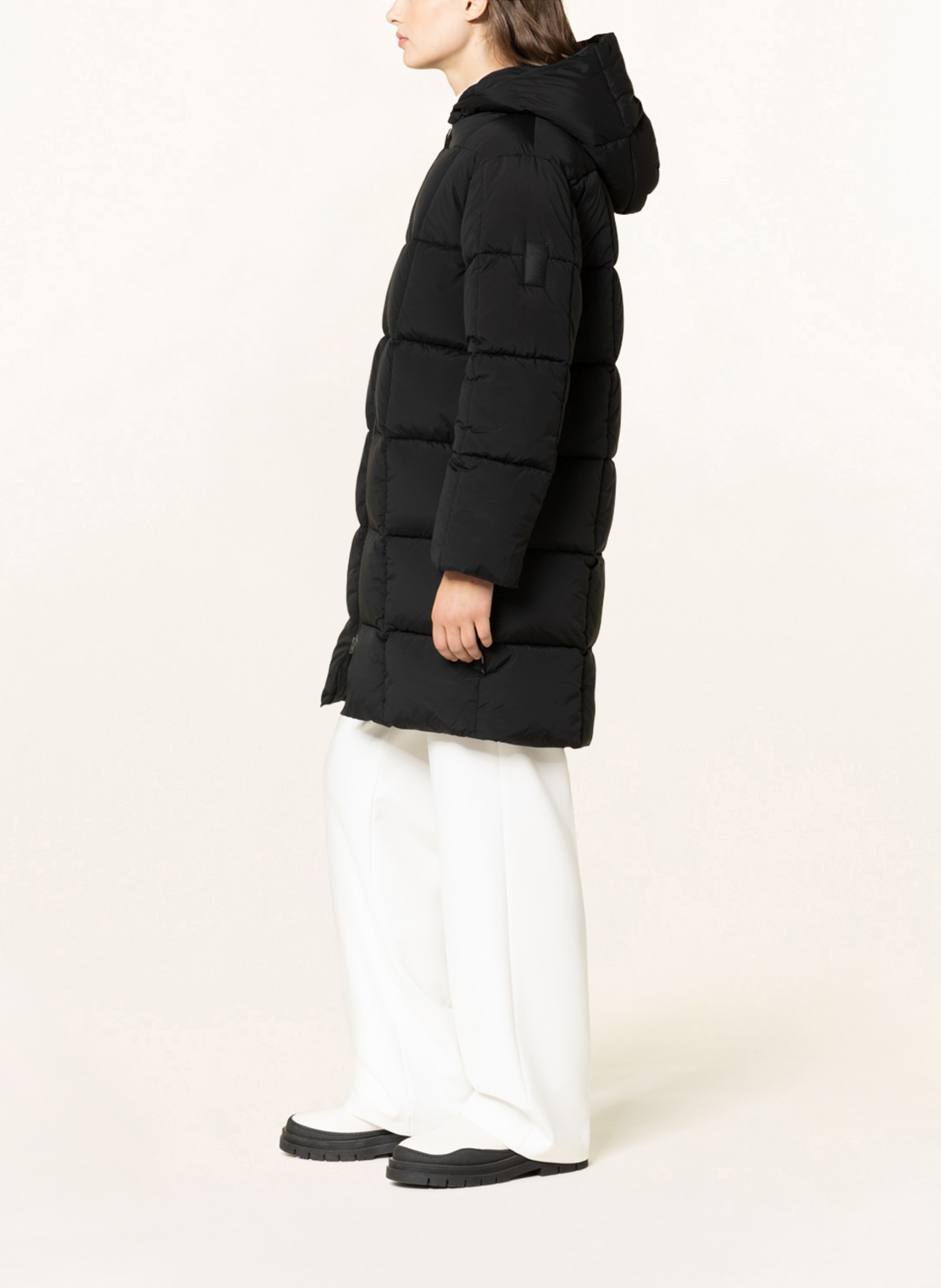 CLOSED Quilted coat with removable hood , Color: BLACK (Image 4)