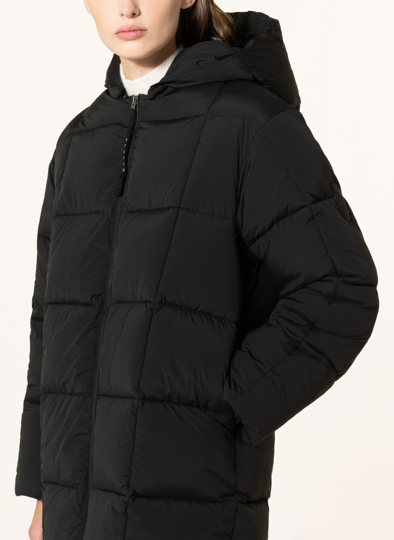 CLOSED Quilted coat with removable hood , Color: BLACK (Image 5)
