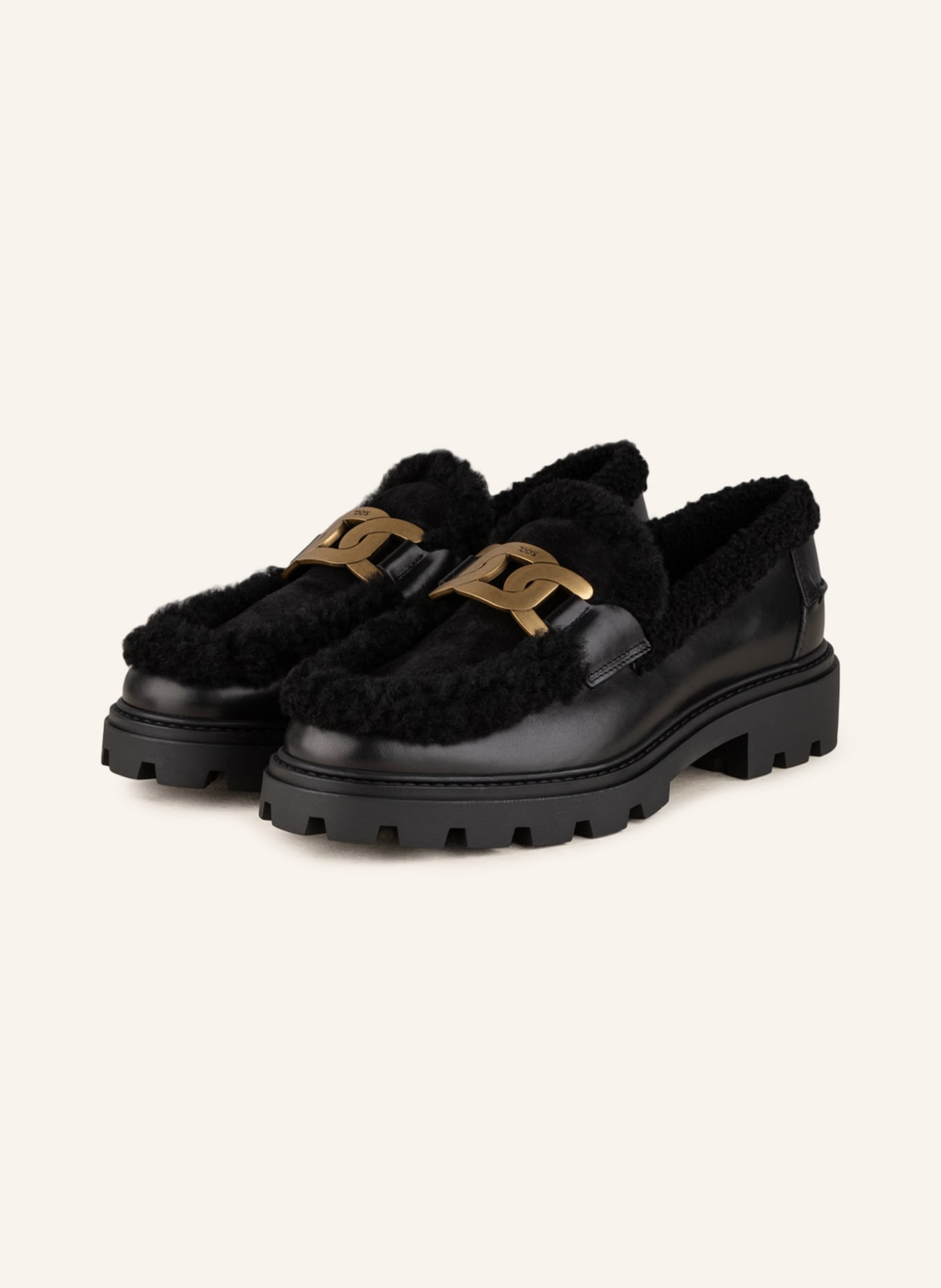 TOD'S Platform loafers with real fur, Color: BLACK (Image 1)