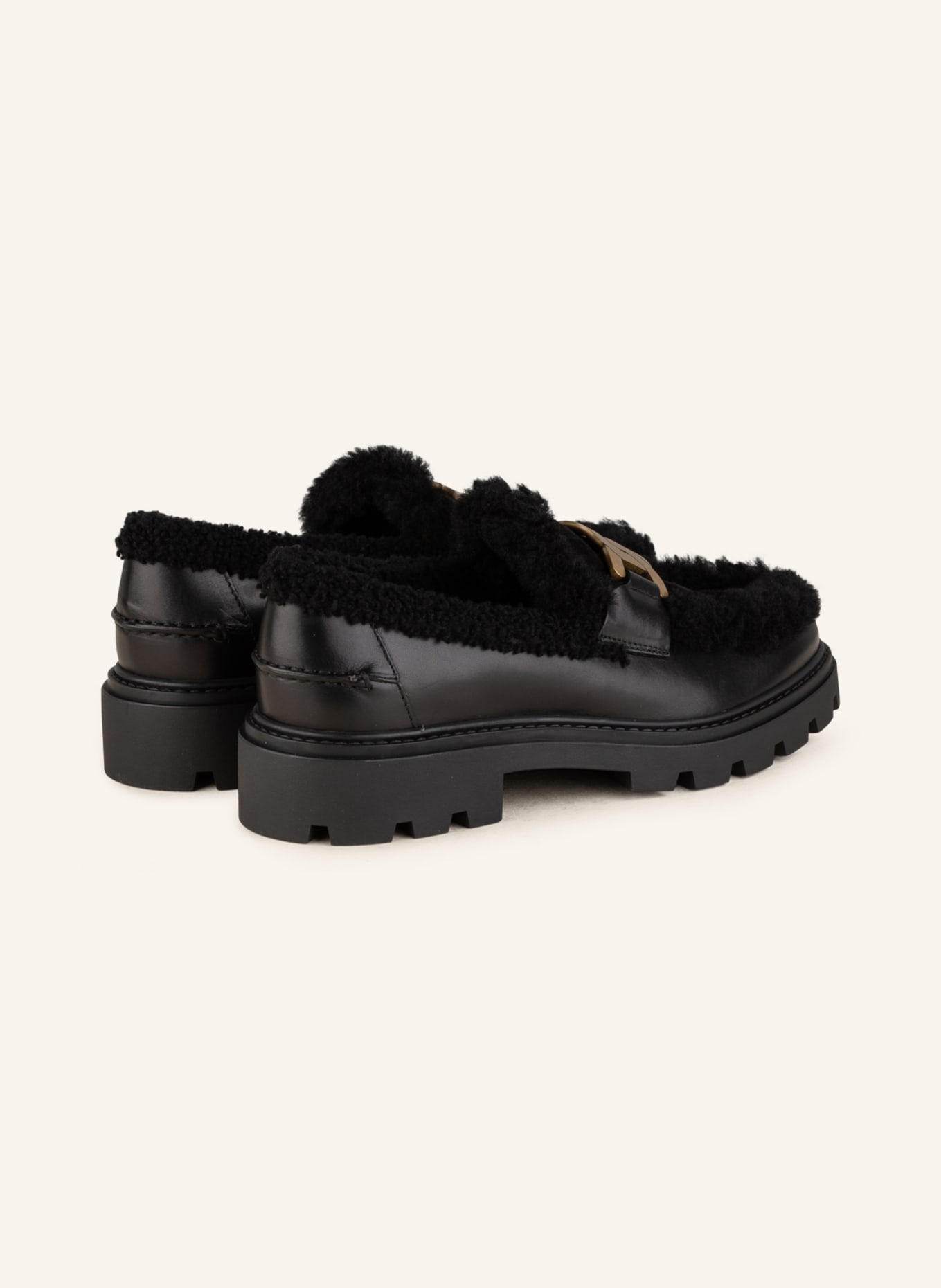 TOD'S Platform loafers with real fur, Color: BLACK (Image 2)