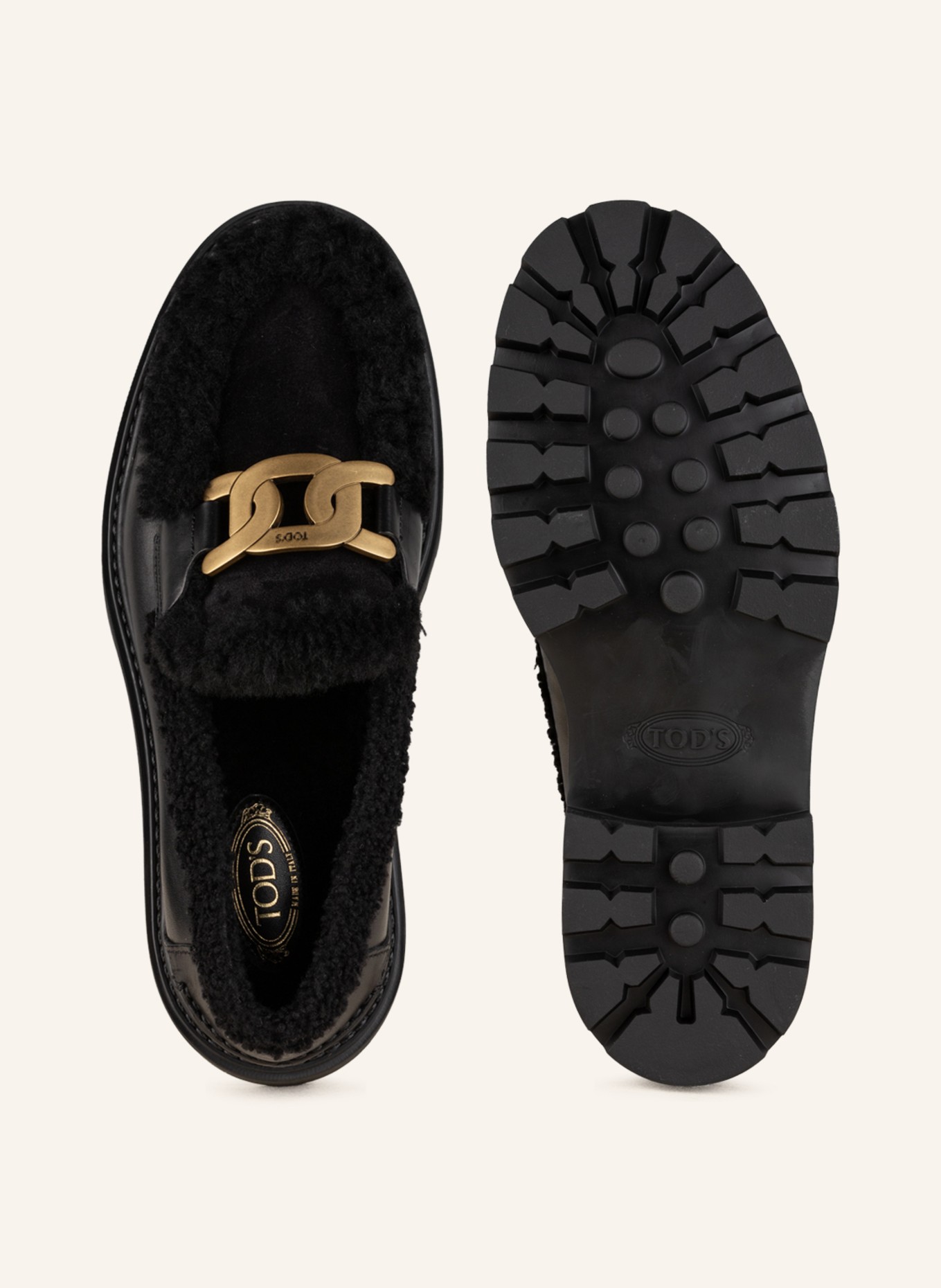 TOD'S Platform loafers with real fur, Color: BLACK (Image 5)