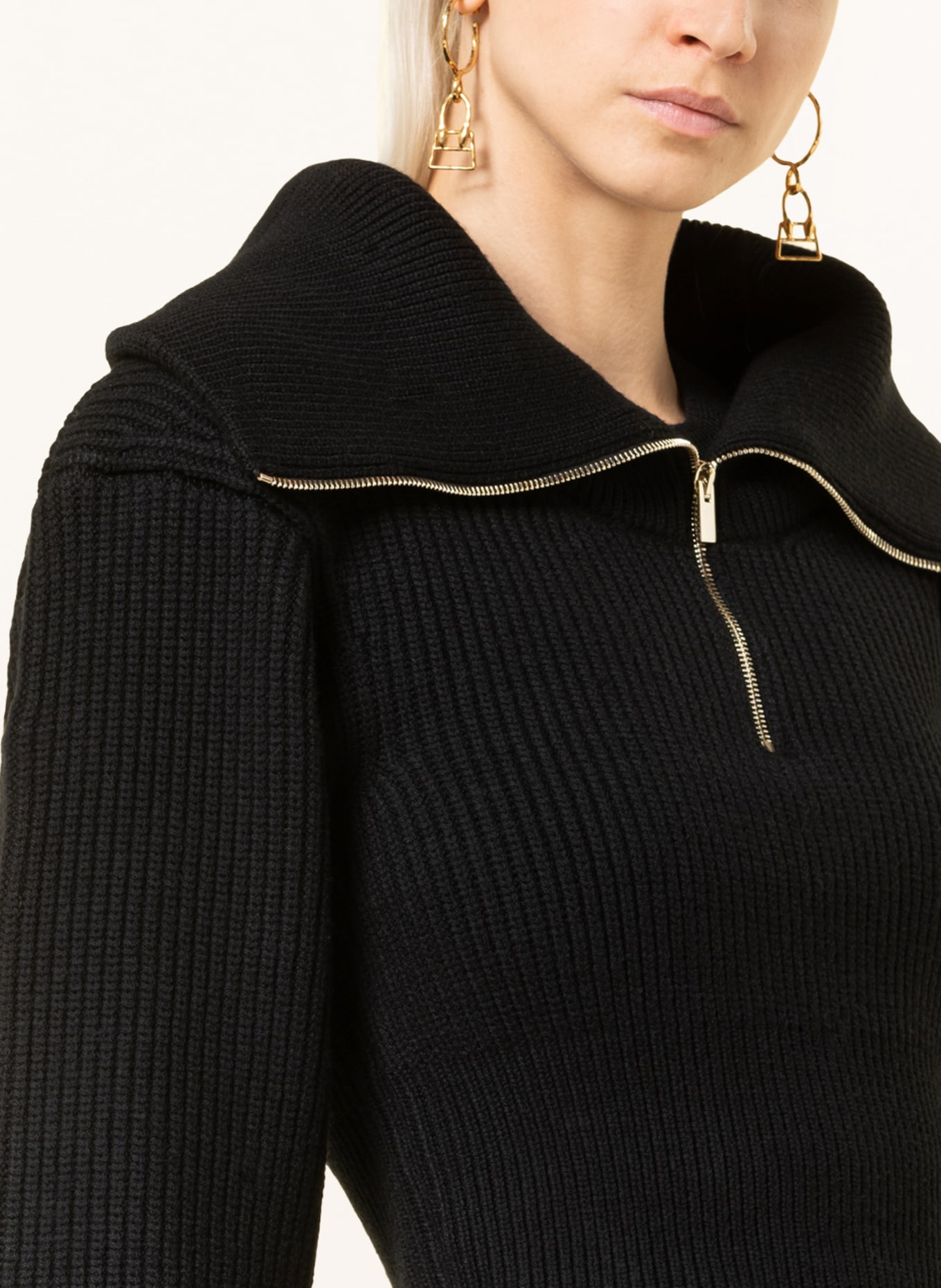 JACQUEMUS Half-zip sweater LA MAILLE RISOUL, Color: BLACK (Image 4)
