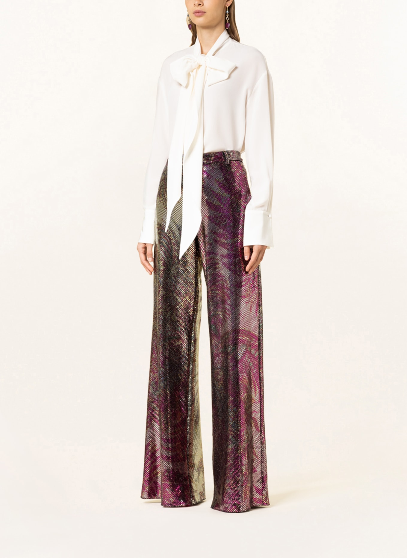 ETRO Wide leg trousers ARTEMISIA with sequins, Color: DARK RED/ OLIVE (Image 2)