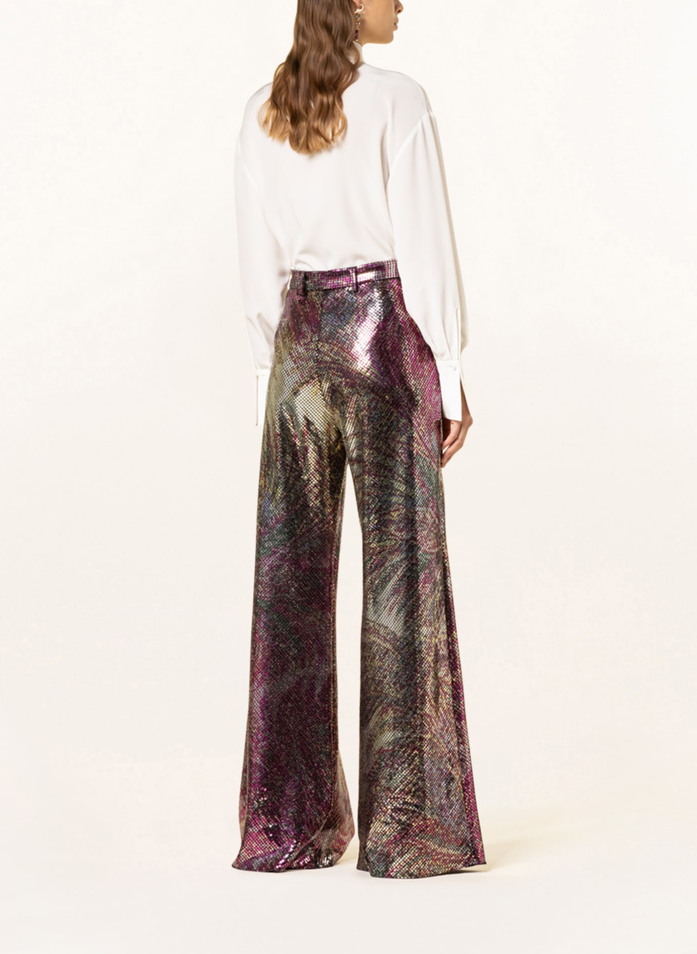 ETRO Wide leg trousers ARTEMISIA with sequins, Color: DARK RED/ OLIVE (Image 3)