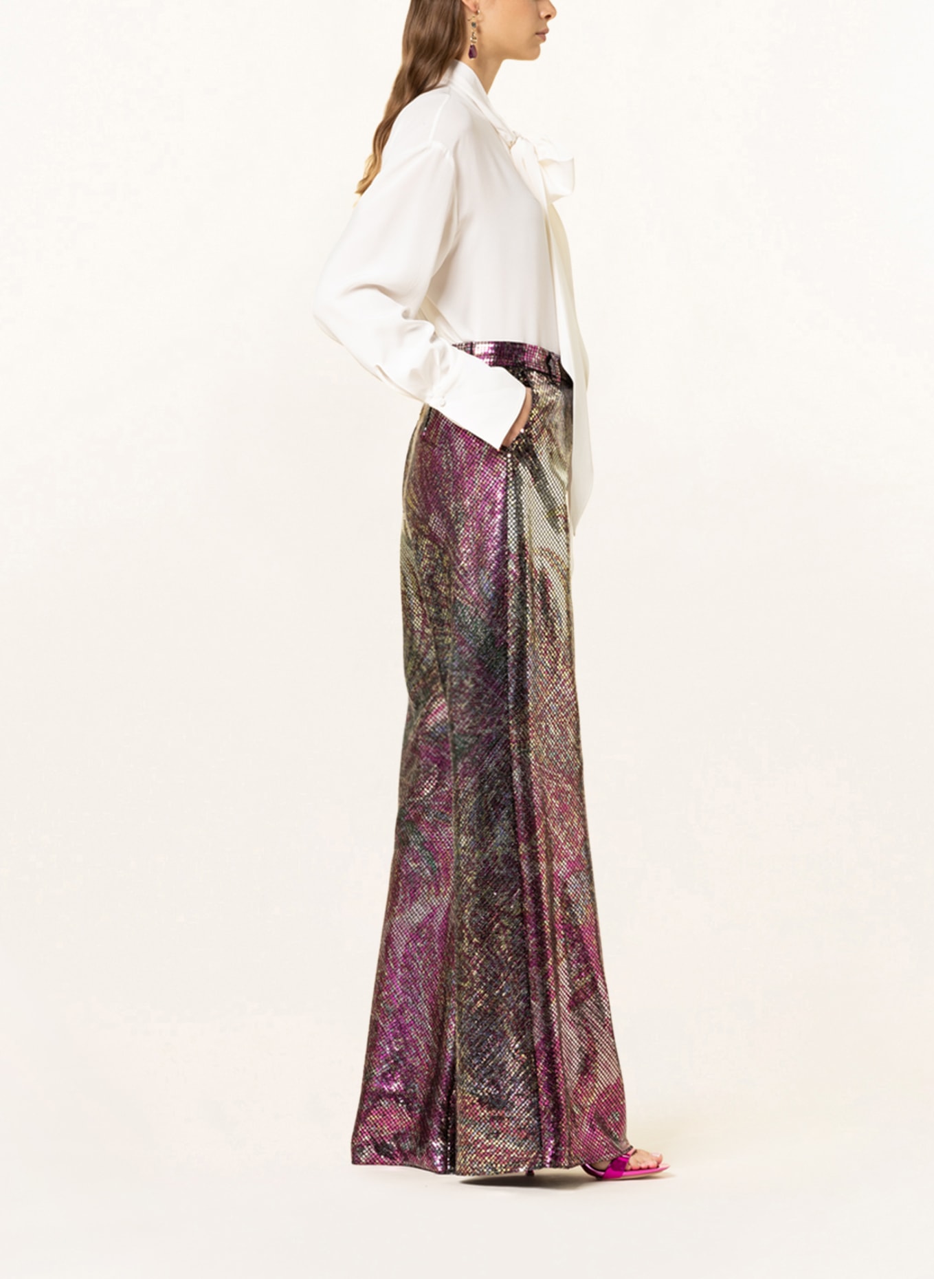 ETRO Wide leg trousers ARTEMISIA with sequins, Color: DARK RED/ OLIVE (Image 4)