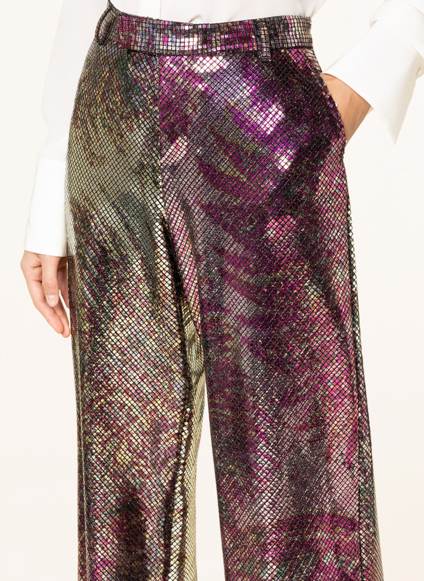 ETRO Wide leg trousers ARTEMISIA with sequins, Color: DARK RED/ OLIVE (Image 5)