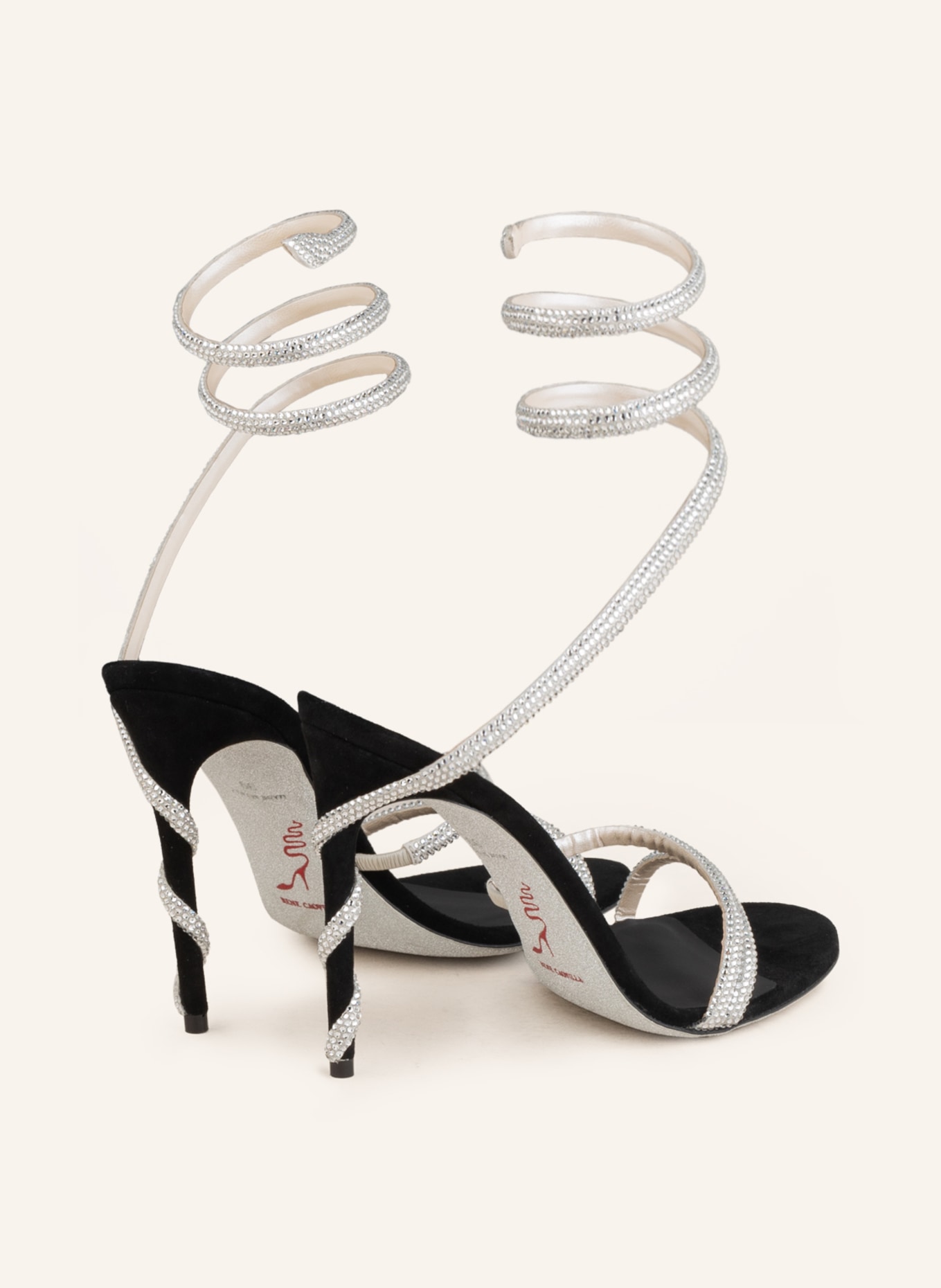 RENE CAOVILLA Sandals CLEO with decorative gems, Color: SILVER (Image 2)