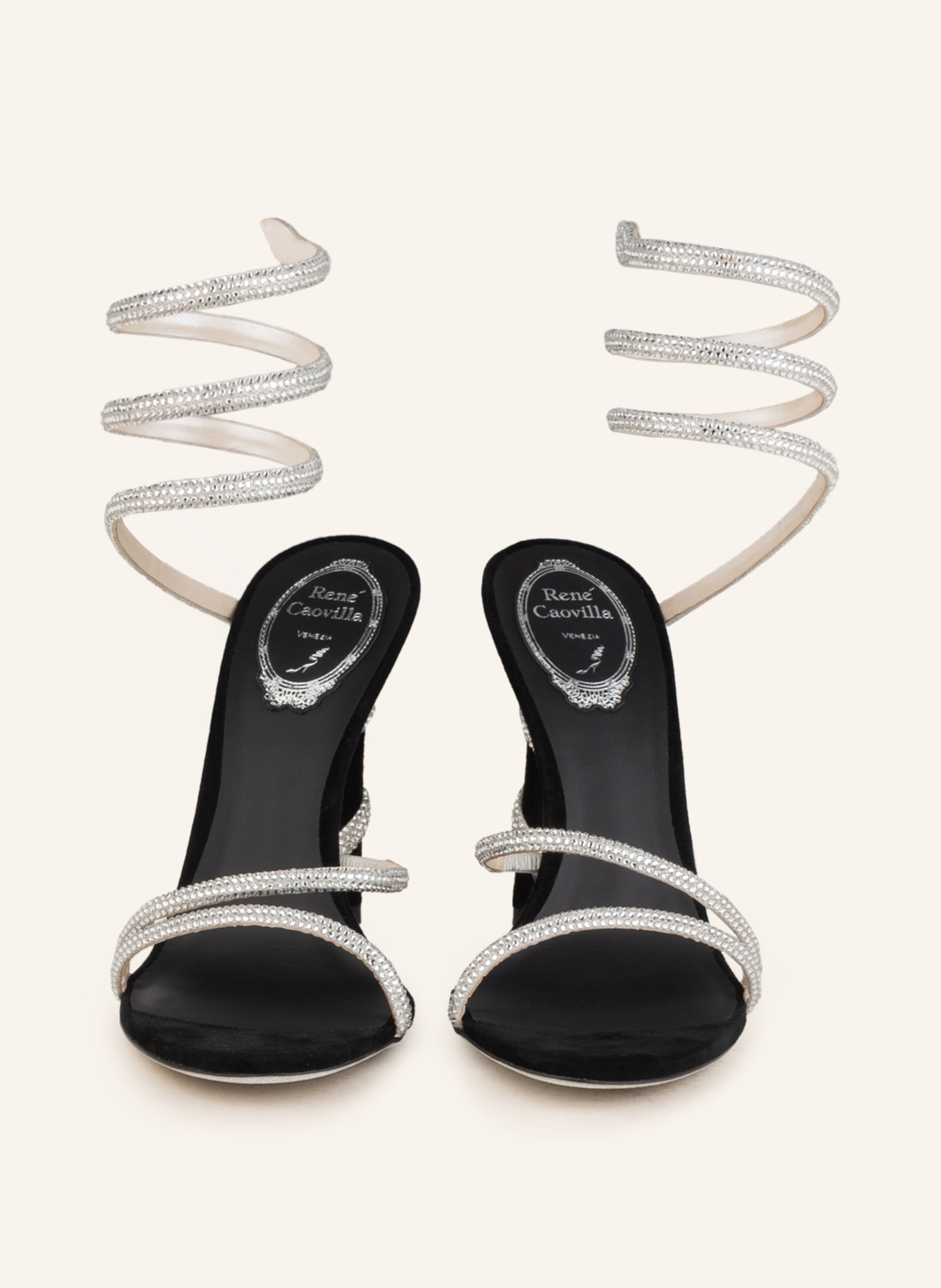 RENE CAOVILLA Sandálky CLEO s ozdobnými kamínky, Barva: STŘÍBRNÁ (Obrázek 3)