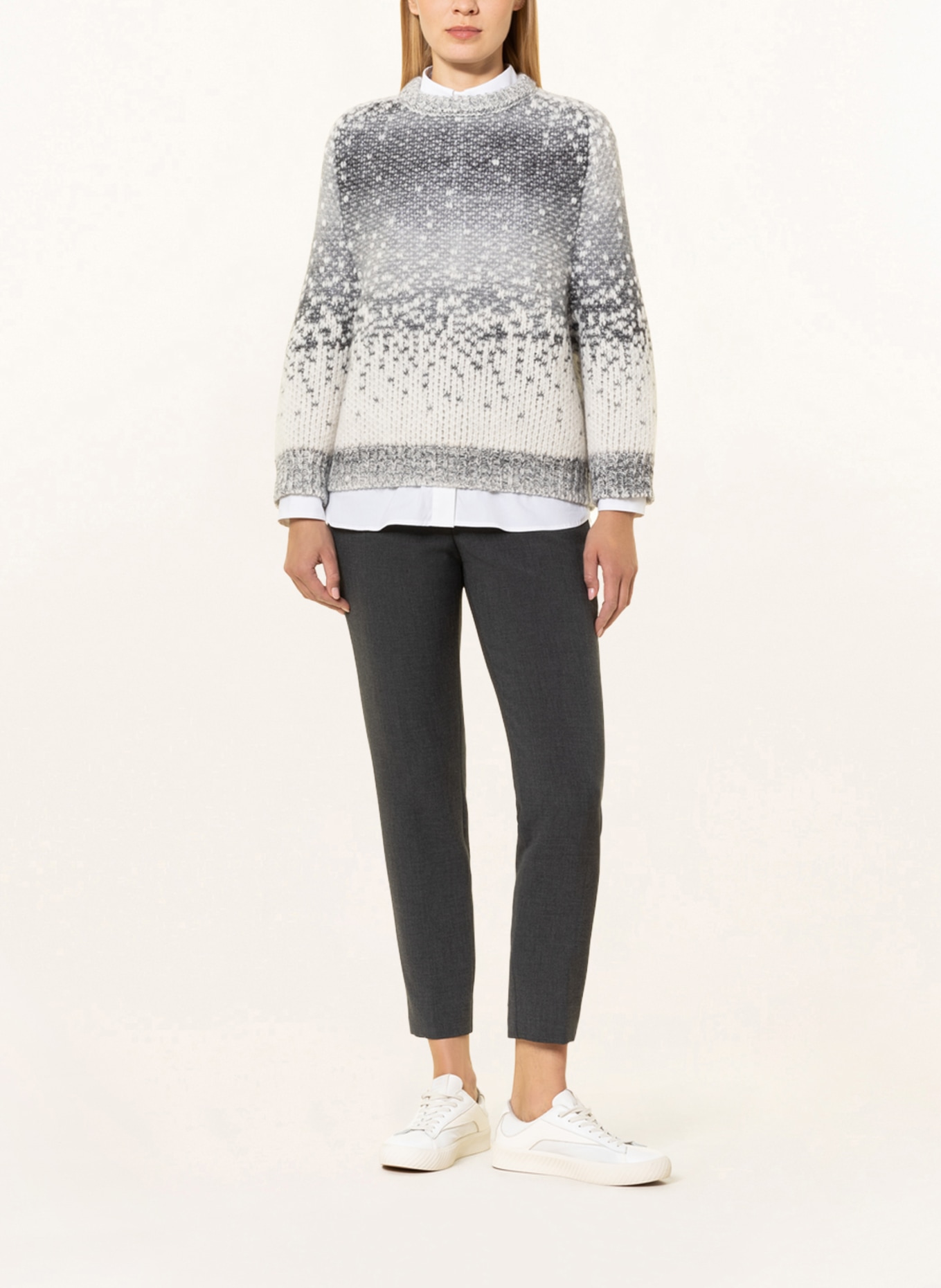 PESERICO Sweater with alpaca, Color: WHITE/ GRAY (Image 2)
