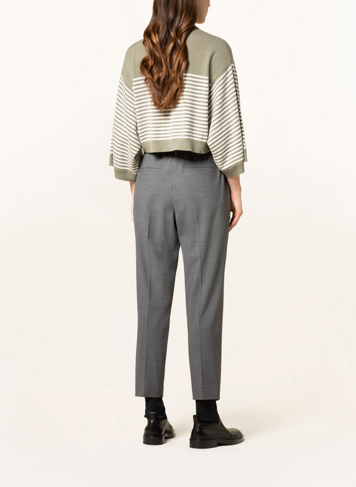 BRUNELLO CUCINELLI Cropped-Pullover mit Cashmere und Schmucksteinen , Farbe: OLIV/ ECRU (Bild 3)