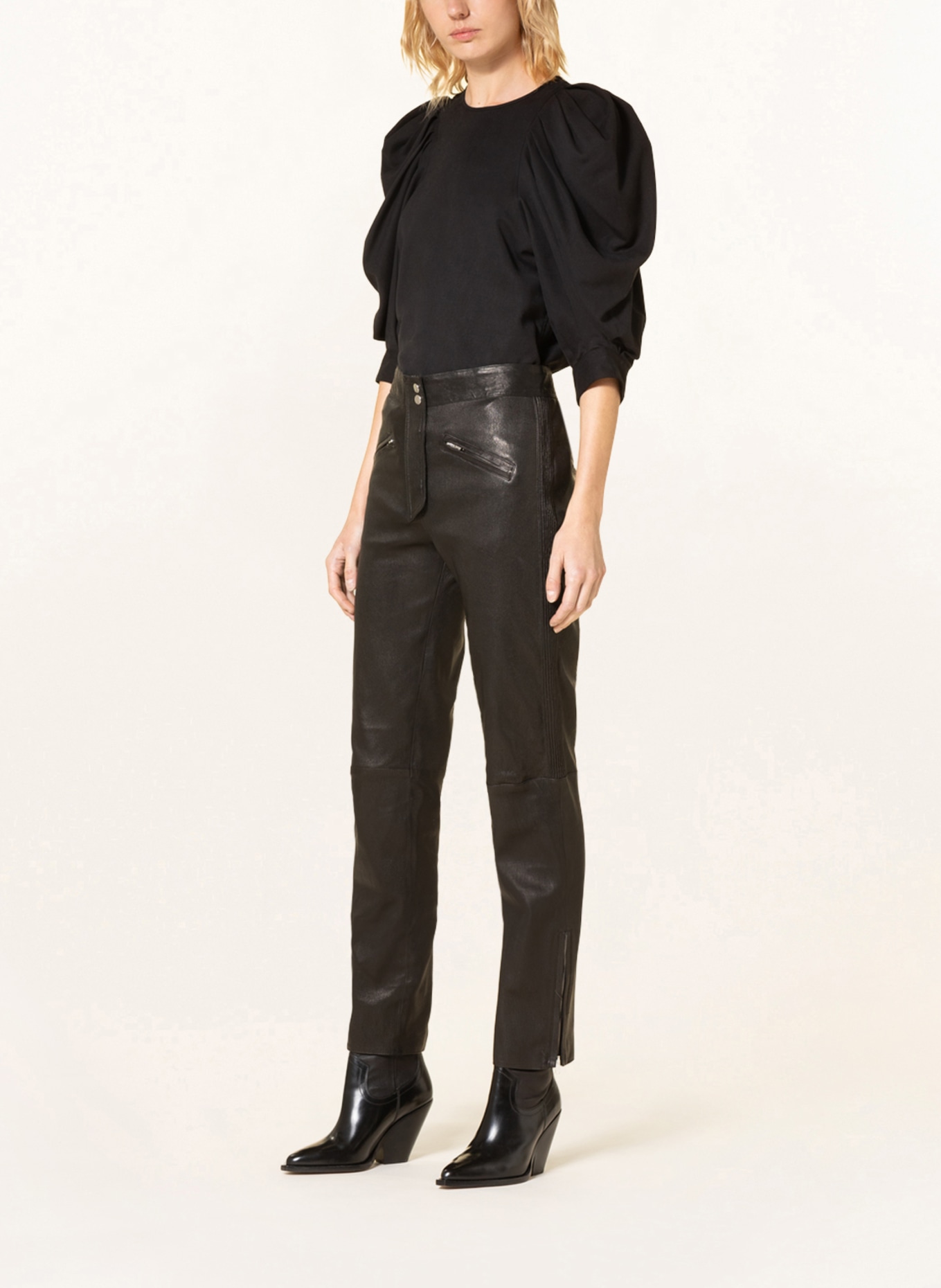 ISABEL MARANT Leather pants ADENIA, Color: BLACK (Image 2)