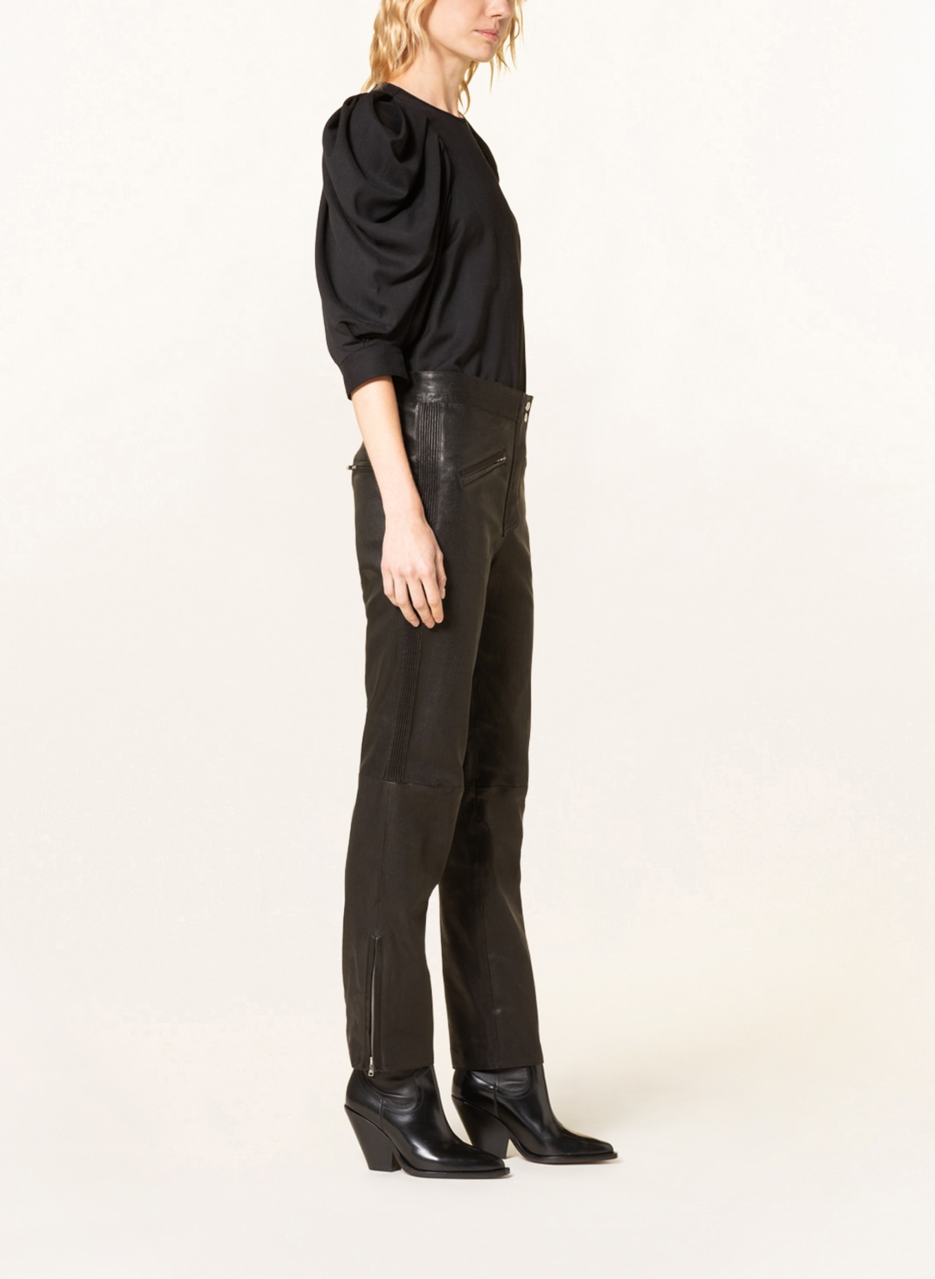 ISABEL MARANT Leather pants ADENIA, Color: BLACK (Image 4)