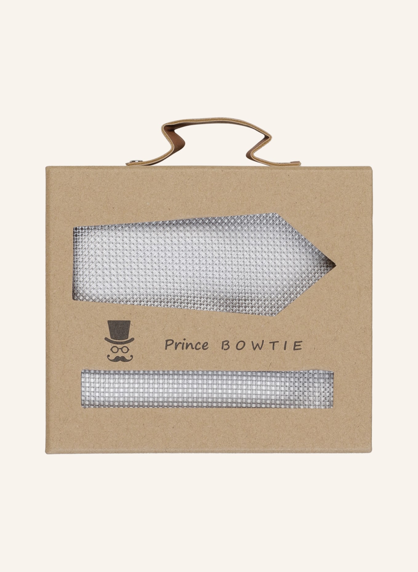 Prince BOWTIE Zestaw: Krawat i poszetka, Kolor: JASNOCZARY (Obrazek 1)