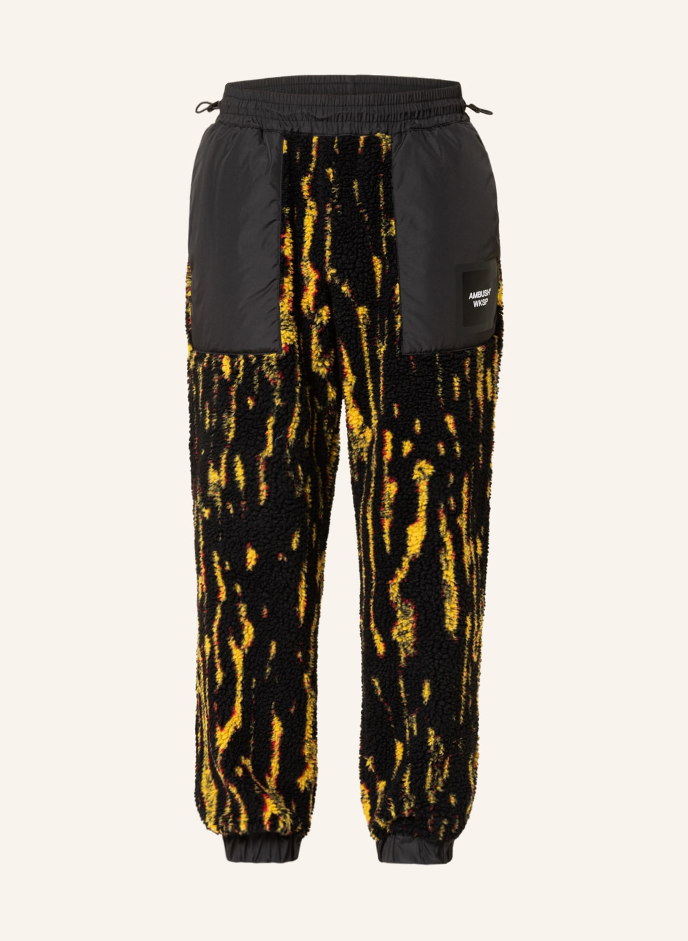 AMBUSH Sweatpants mit Teddyfell, Farbe: SCHWARZ/ GELB (Bild 1)