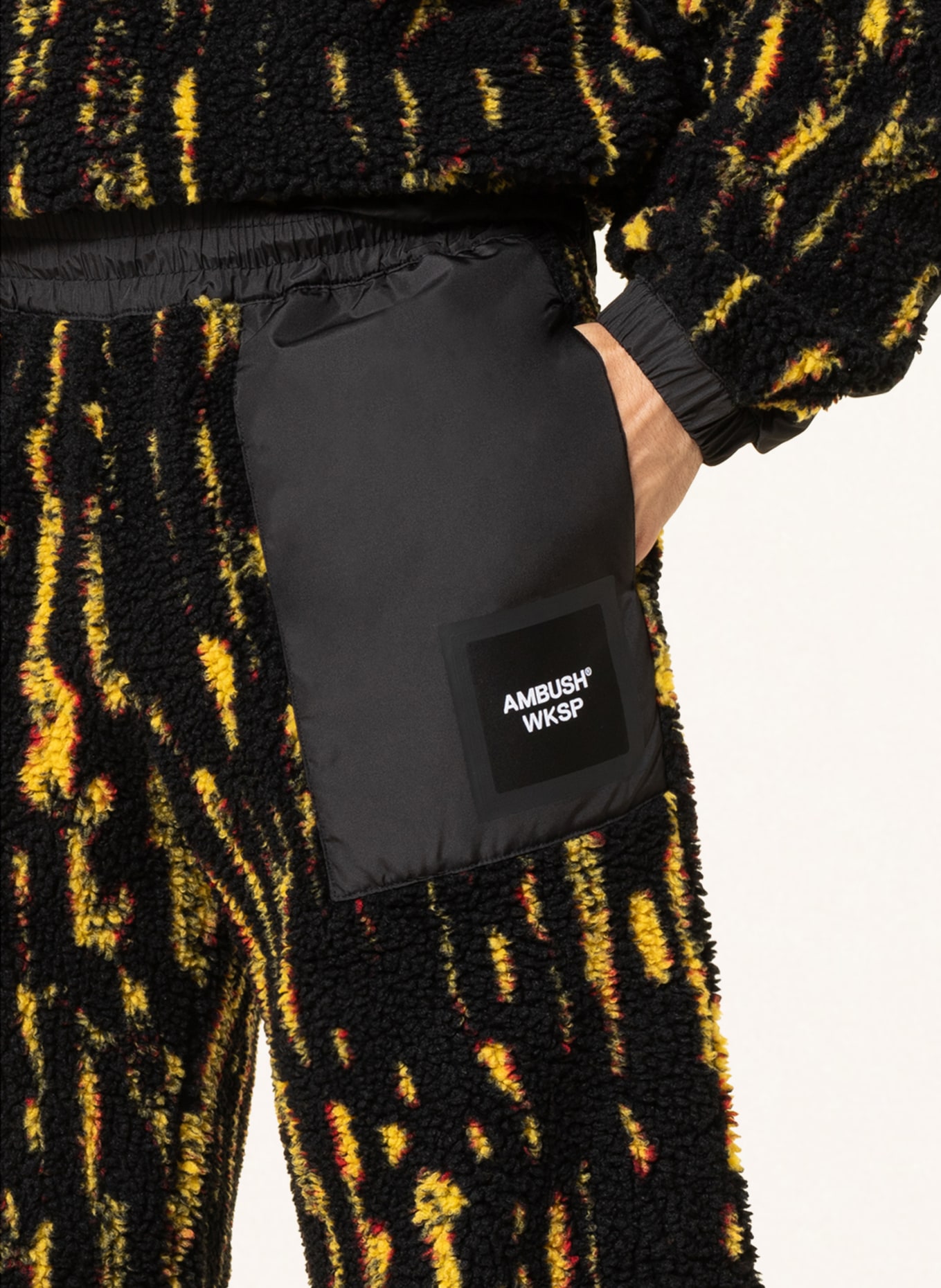 AMBUSH Sweatpants with teddy, Color: BLACK/ YELLOW (Image 5)