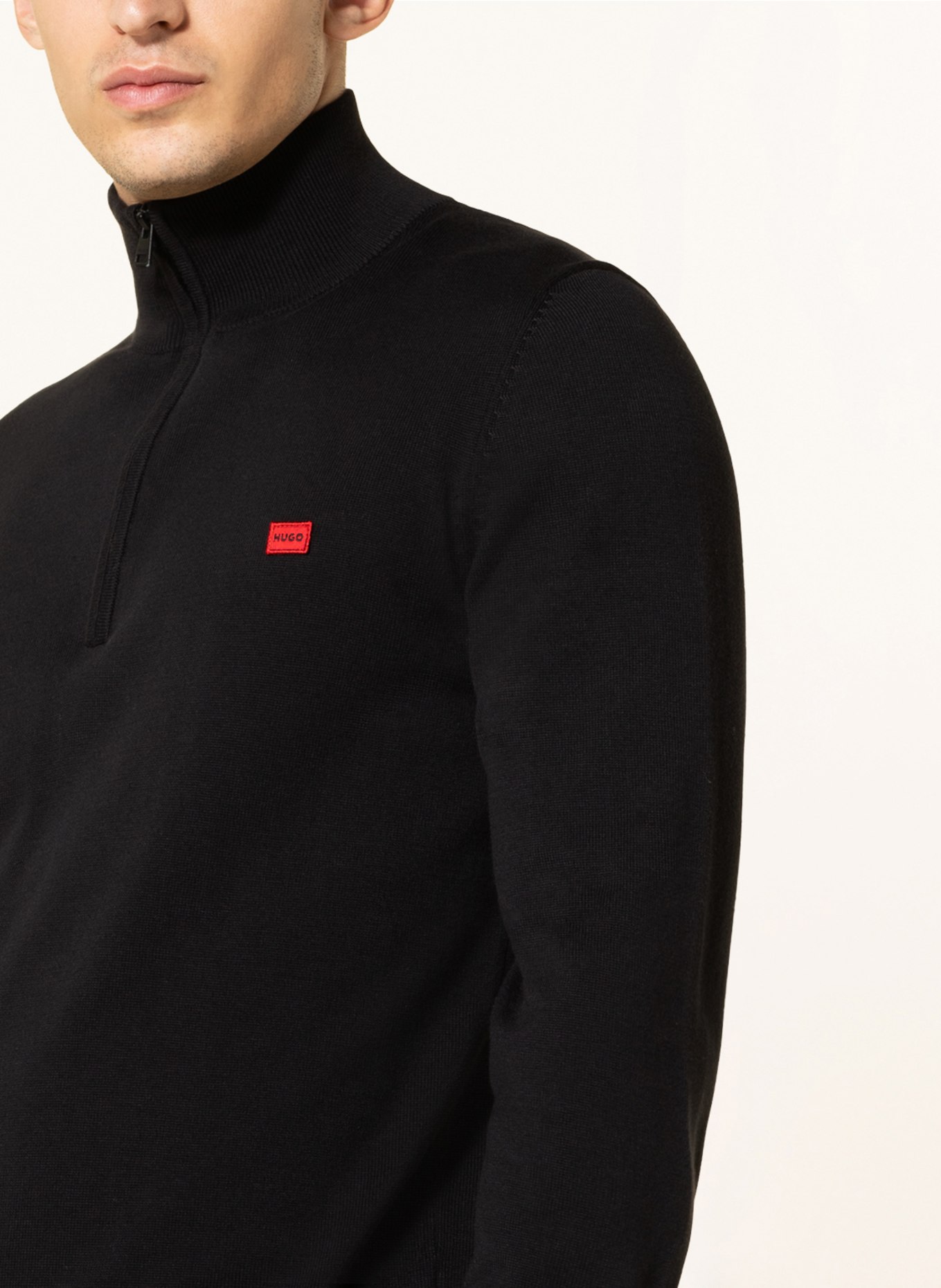 HUGO Half-zip sweater SAN QUINTUS, Color: BLACK (Image 4)