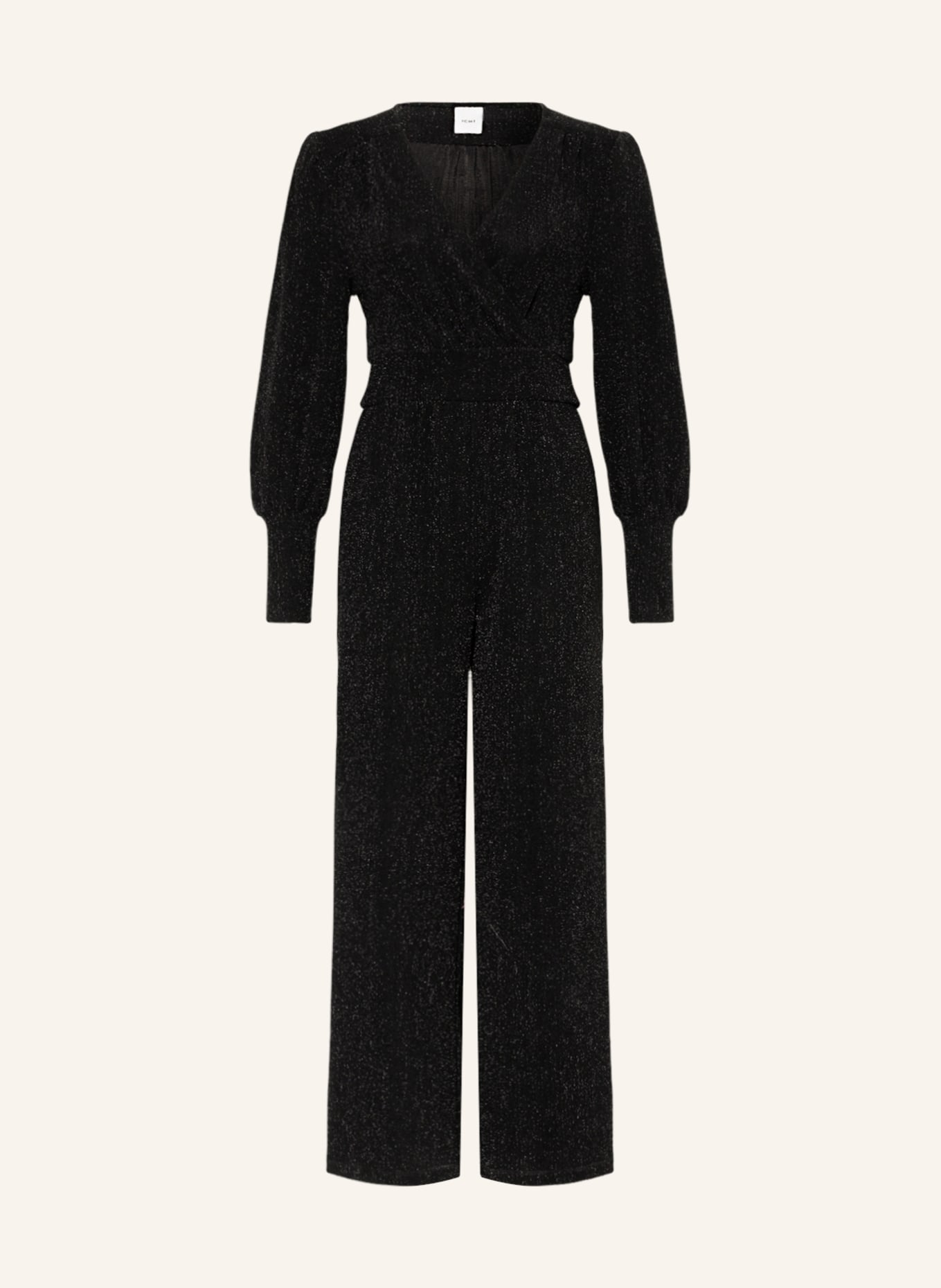 ICHI Jumpsuit IHNELLY in wrap look with glitter thread, Color: BLACK (Image 1)