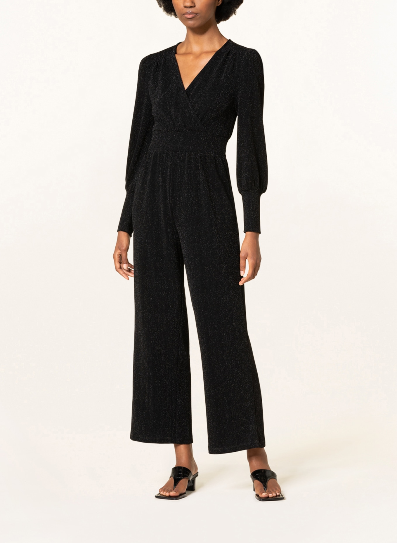 ICHI Jumpsuit IHNELLY in wrap look with glitter thread, Color: BLACK (Image 2)