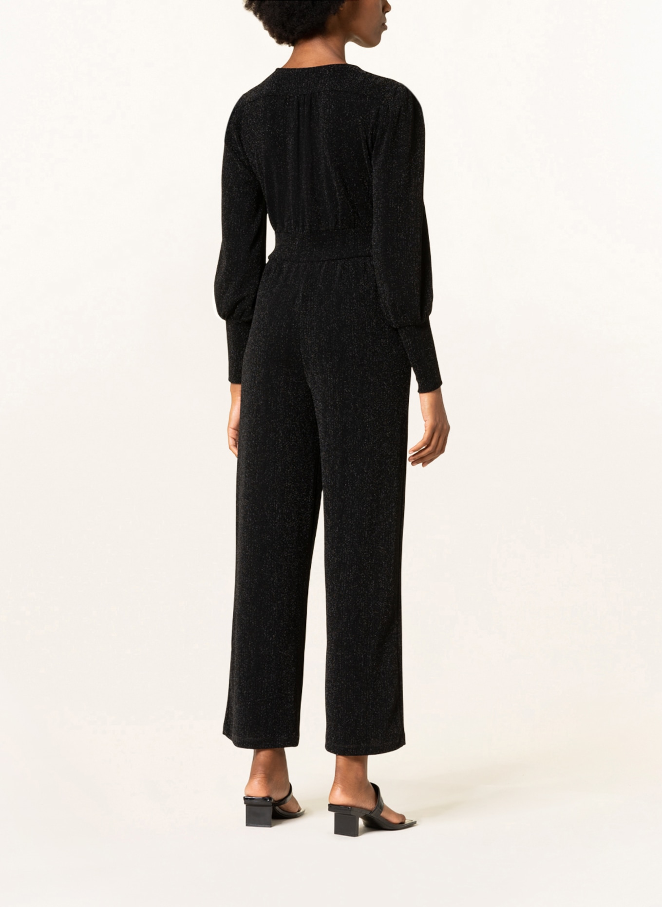 ICHI Jumpsuit IHNELLY in wrap look with glitter thread, Color: BLACK (Image 3)