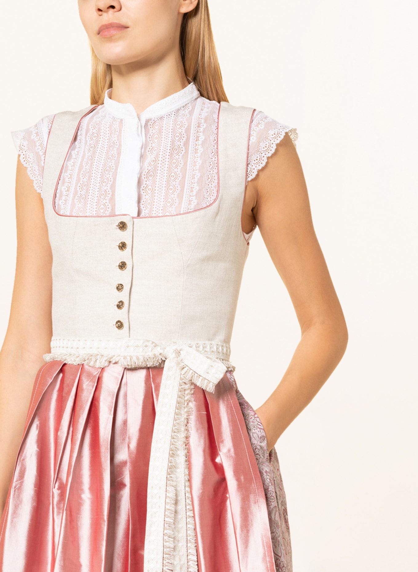 AlpenHERZ Sukienka bawarska VALENTINA, Kolor: KREMOWY/ BLADORÓŻOWY (Obrazek 4)