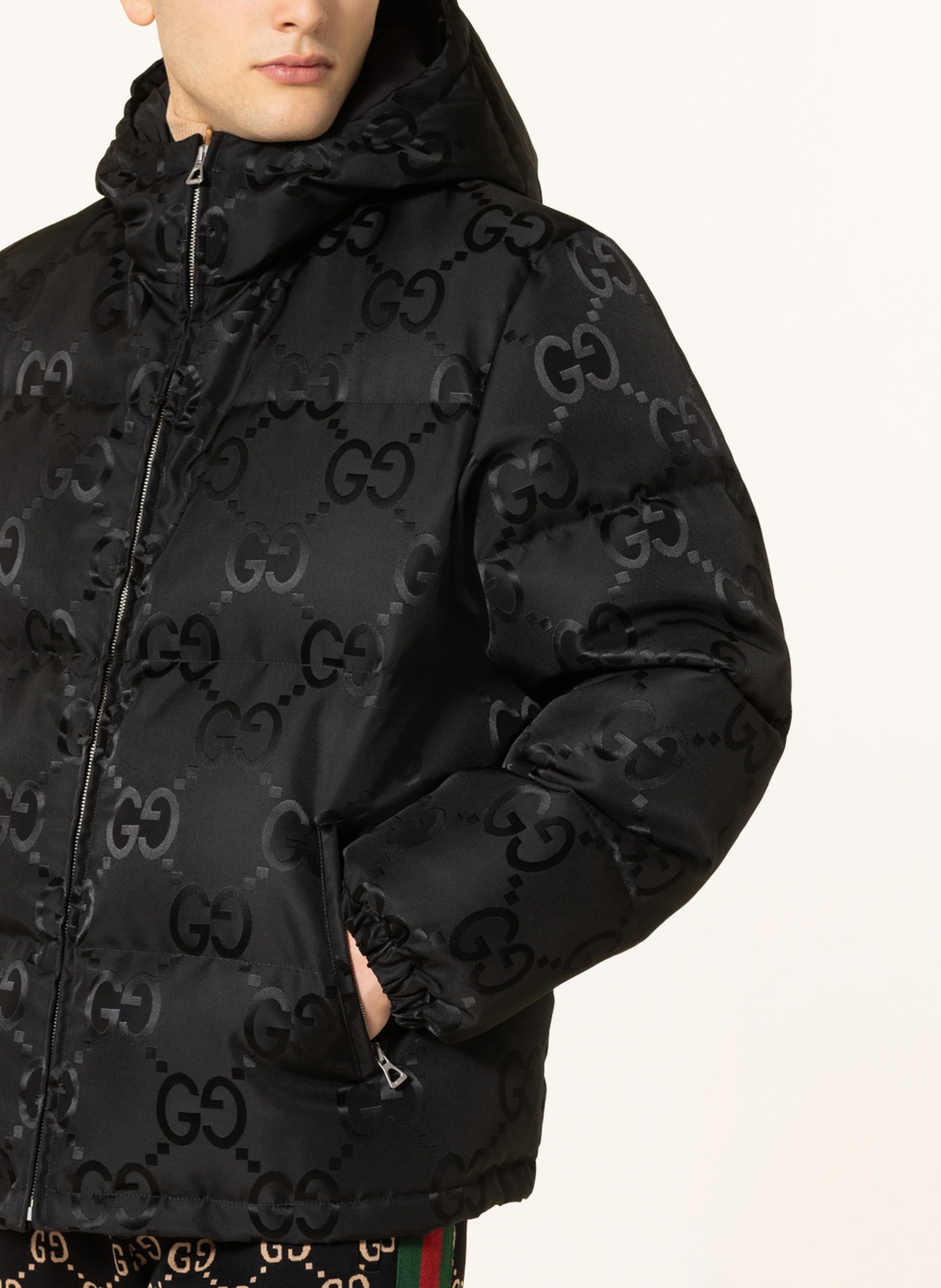 Gucci Bomber Down Jacket With Removable Sleeves And Gg Monogram in Black  for Men | Lyst