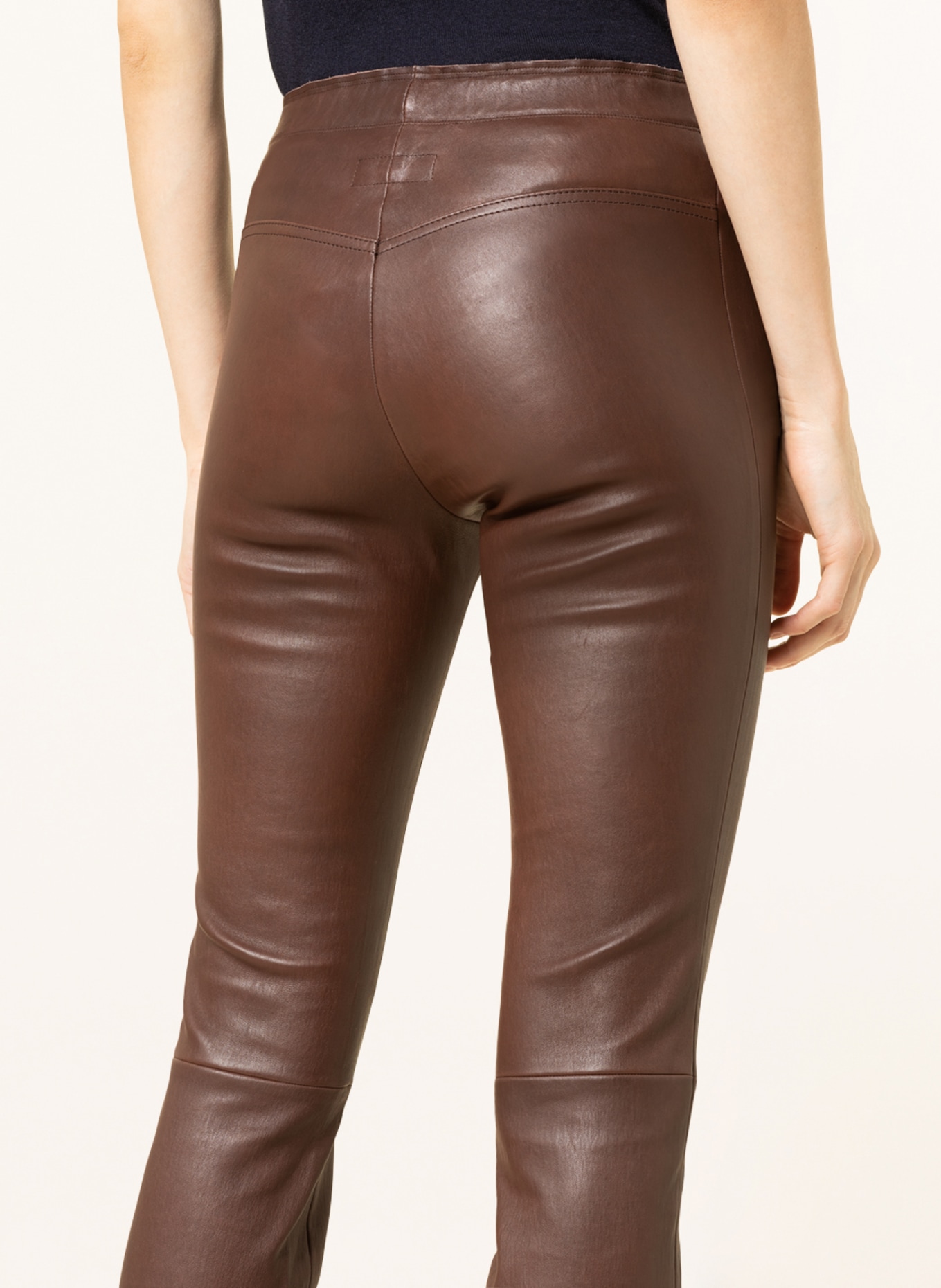 STOULS Leather pants JP LONG , Color: BROWN (Image 5)