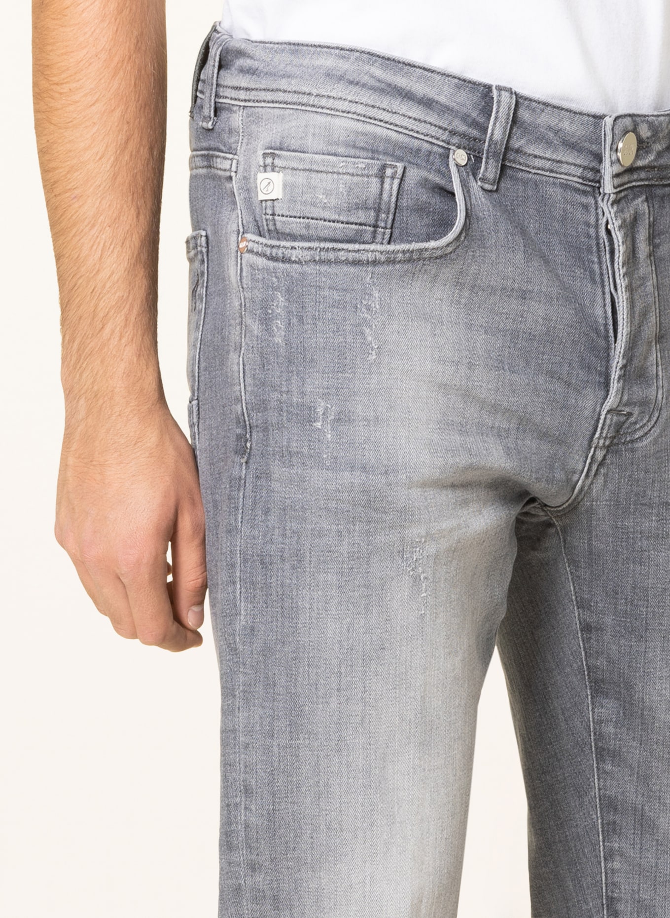 GOLDGARN DENIM Destroyed Jeans U2 Tapered Fit, Farbe: 1050 Light Grey (Bild 5)
