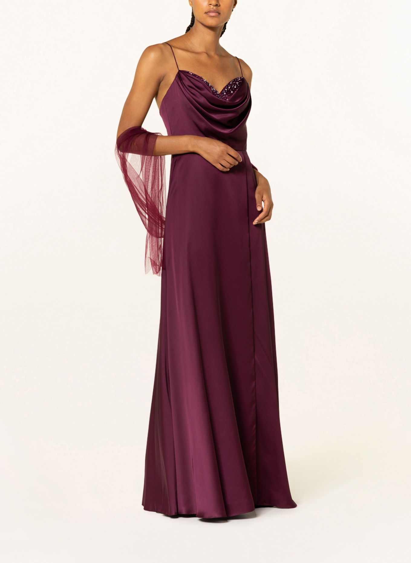 unique Evening dress with decorative gems and stole , Color: FUCHSIA (Image 2)