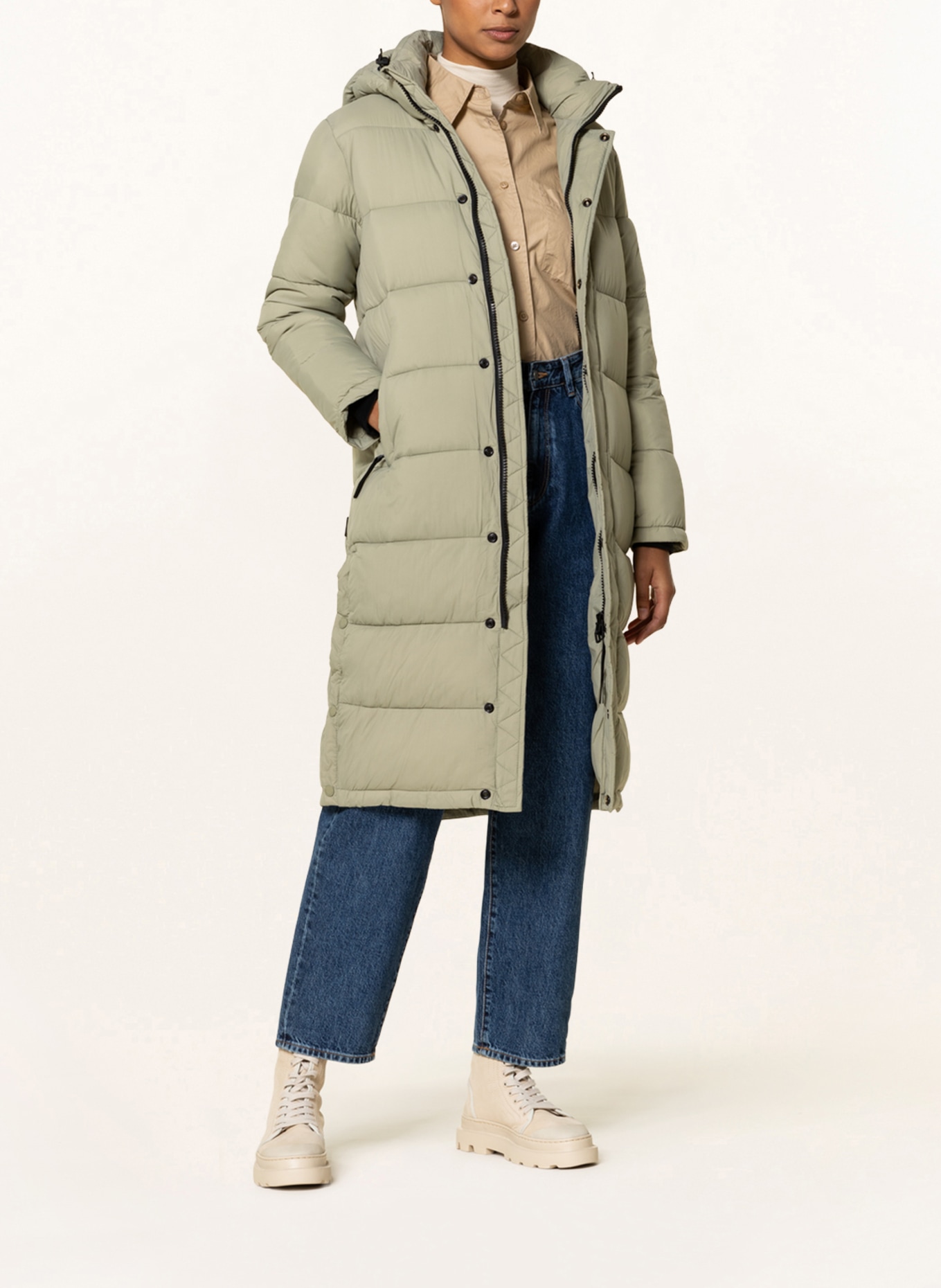 khujo Oversized quilted coat CORINNA with removable hood, Color: 378 dark mint green (Image 2)