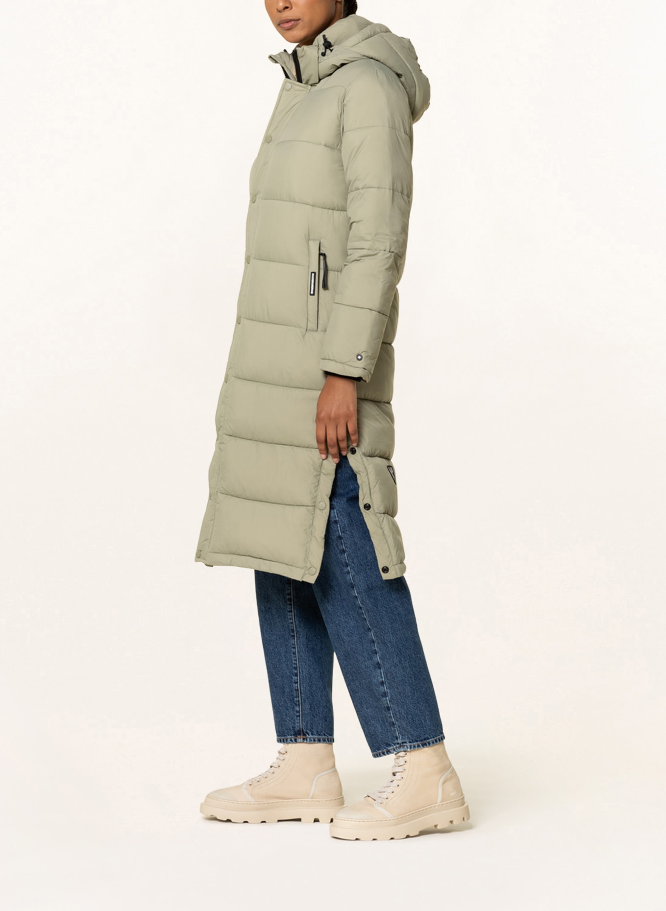 khujo Oversized quilted coat CORINNA with removable hood, Color: 378 dark mint green (Image 4)