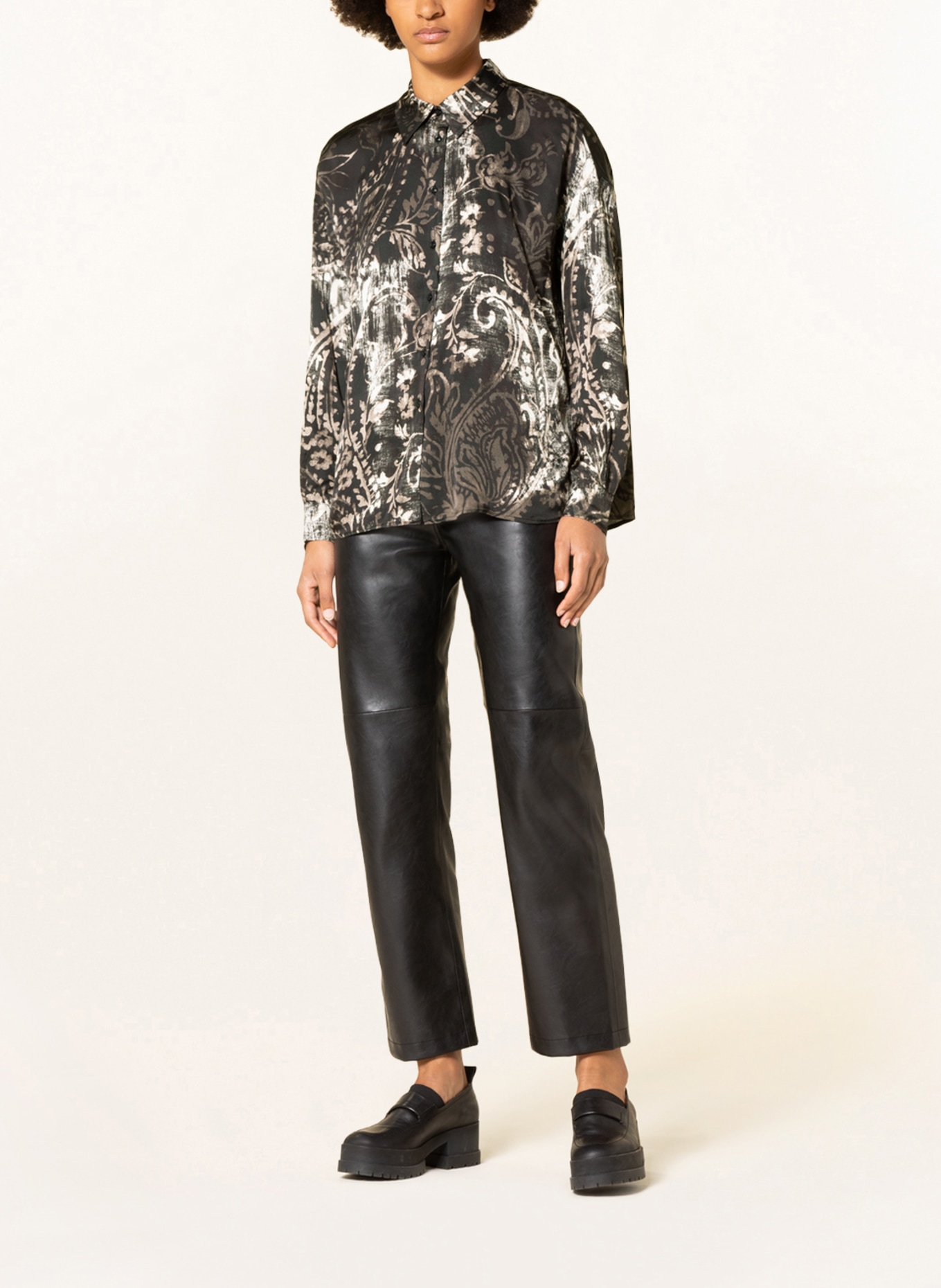 monari Shirt blouse, Color: BLACK/ DARK GRAY/ CREAM (Image 2)