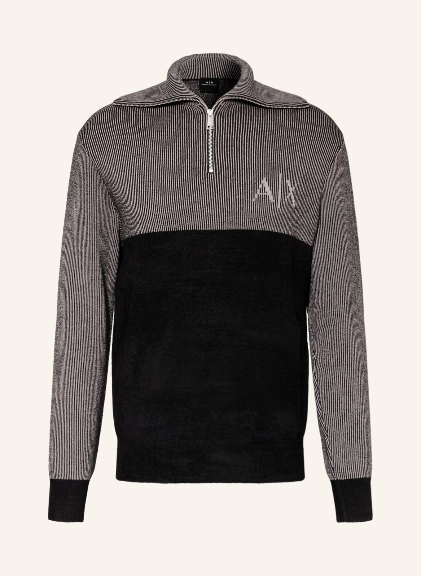 ARMANI EXCHANGE Half-zip sweater, Color: BLACK/ GRAY (Image 1)