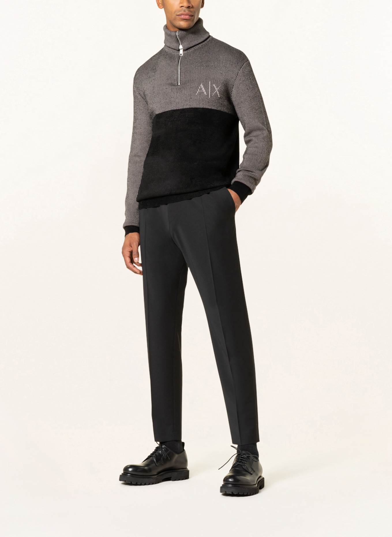 ARMANI EXCHANGE Half-zip sweater, Color: BLACK/ GRAY (Image 2)