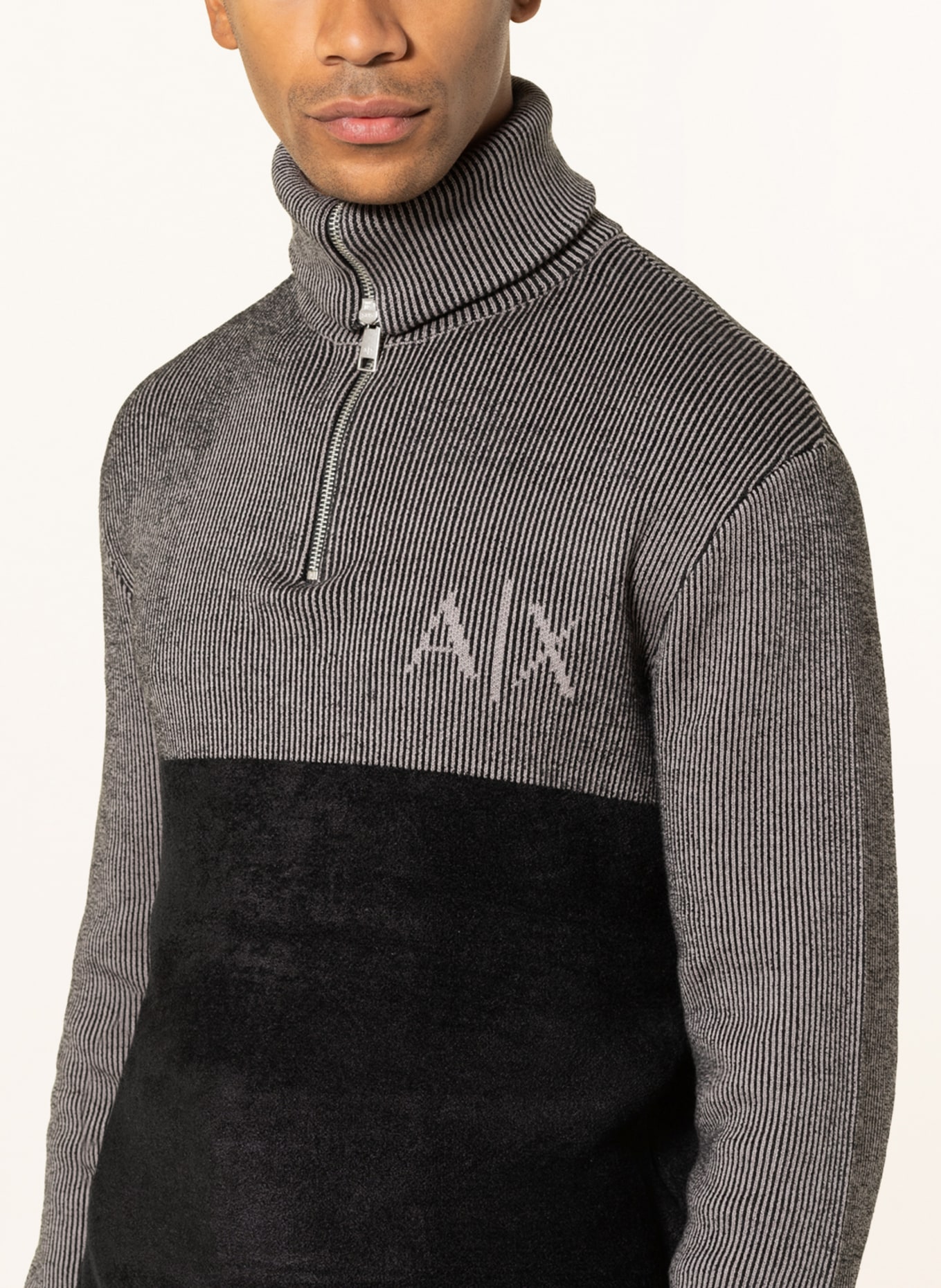 ARMANI EXCHANGE Half-zip sweater, Color: BLACK/ GRAY (Image 4)