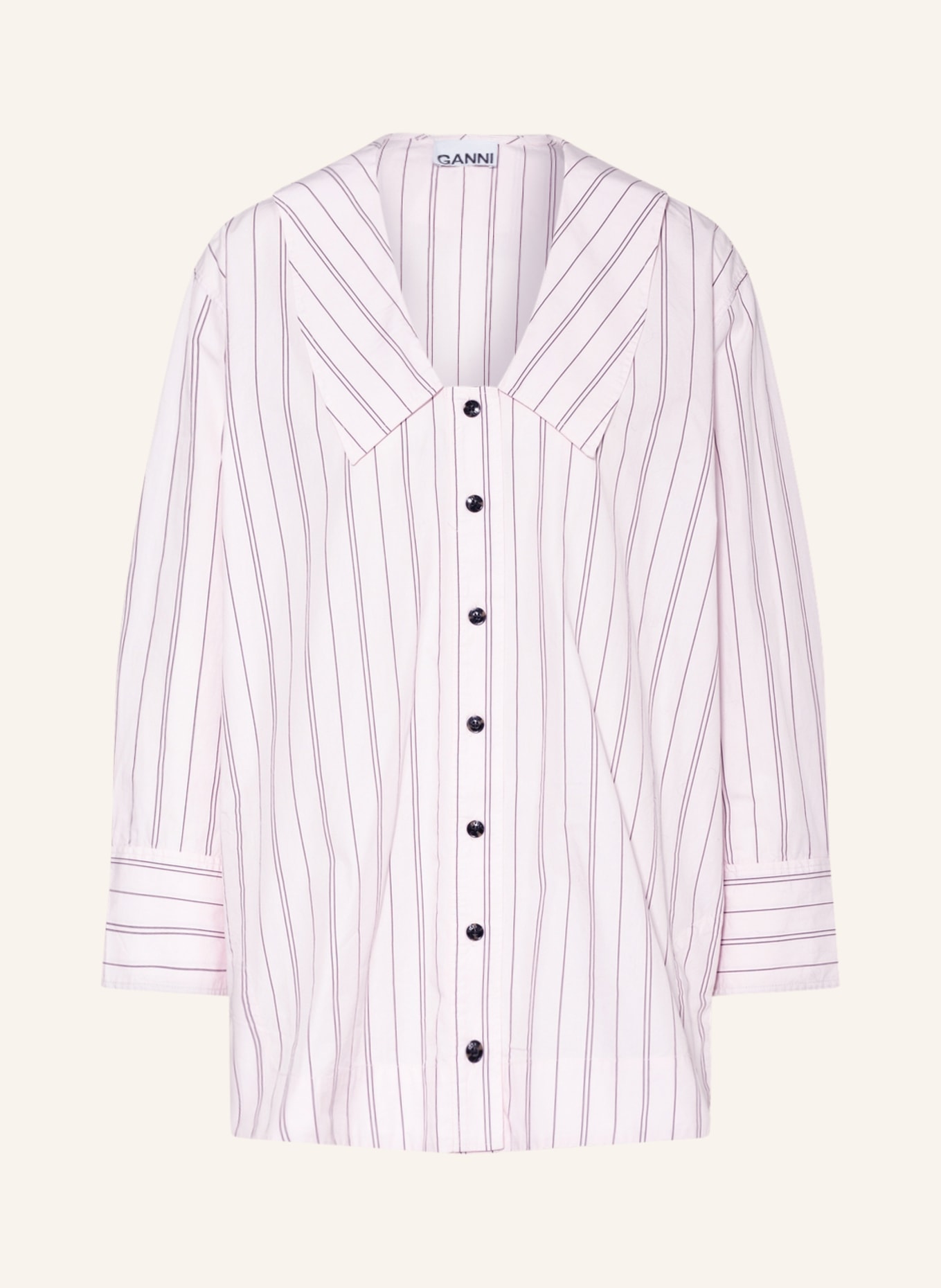 GANNI Oversized shirt blouse, Color: LIGHT PINK/ BROWN (Image 1)